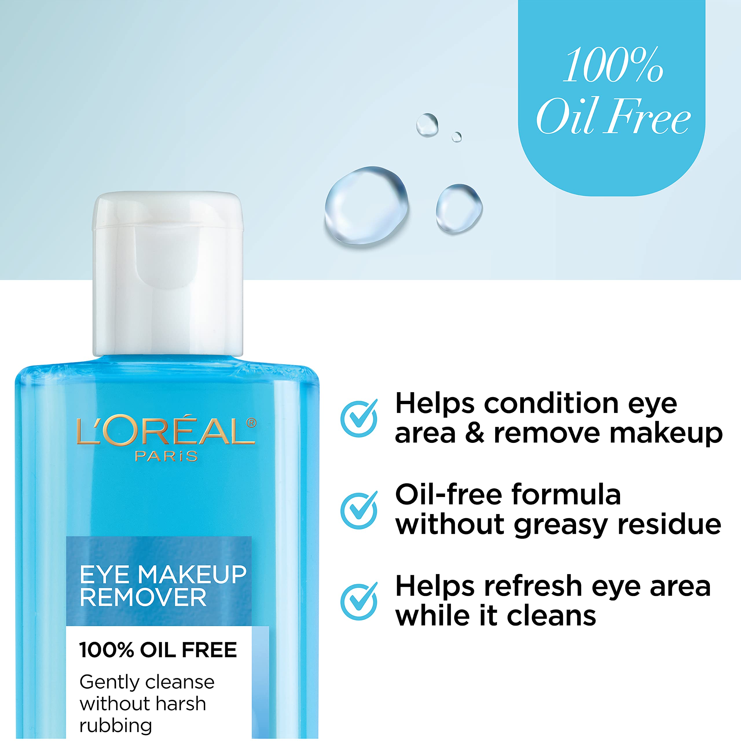 L'Oreal Paris Clean Artiste Oil Free Eye Makeup Remover, 2 Count