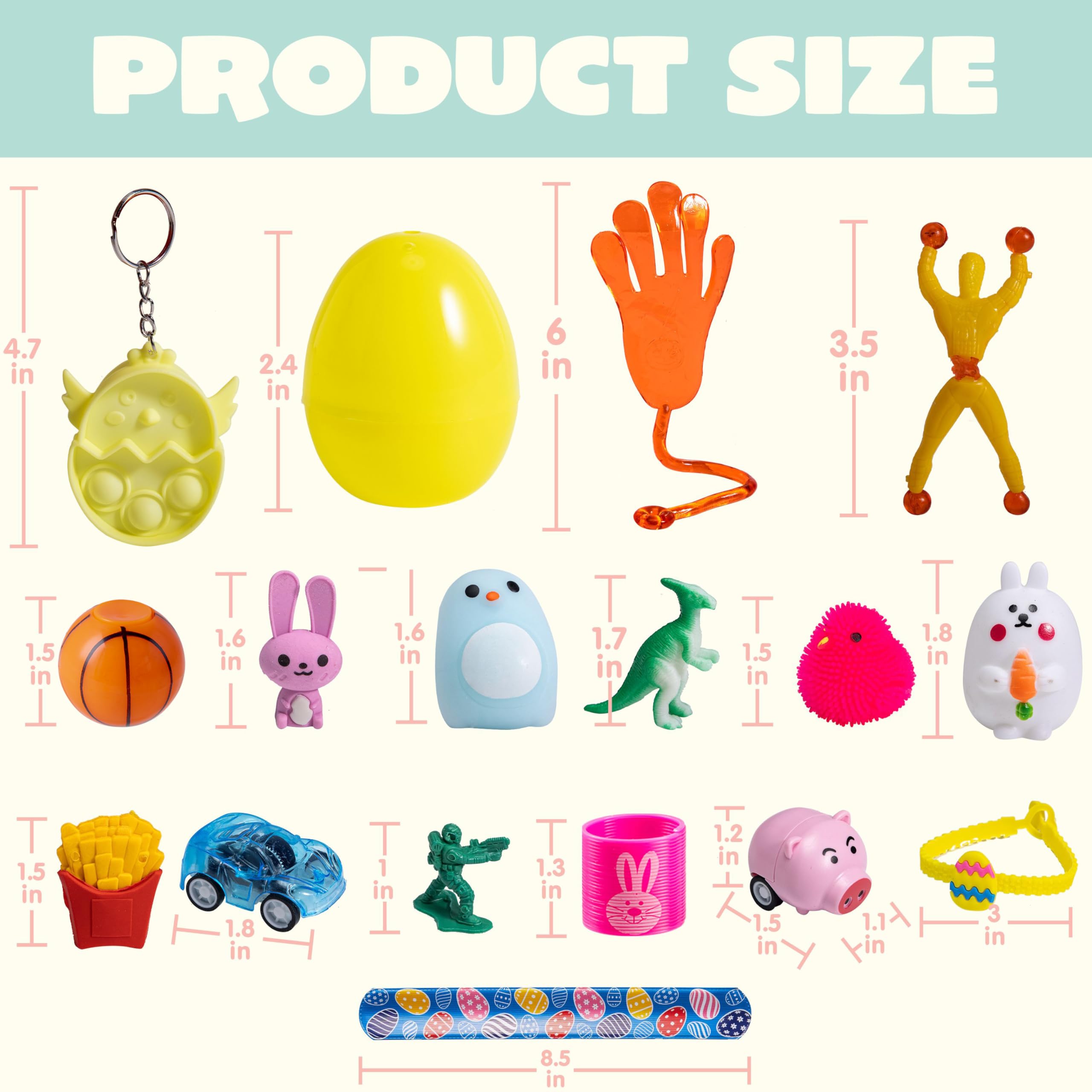JOYIN 100 PCS Prefilled Easter Eggs with Assorted Toys Plus Stickers Inside, Plastic Eggs for Kids Hunt, Basket Stuffers Fillers, Party Favors, Classroom Prize Supplies