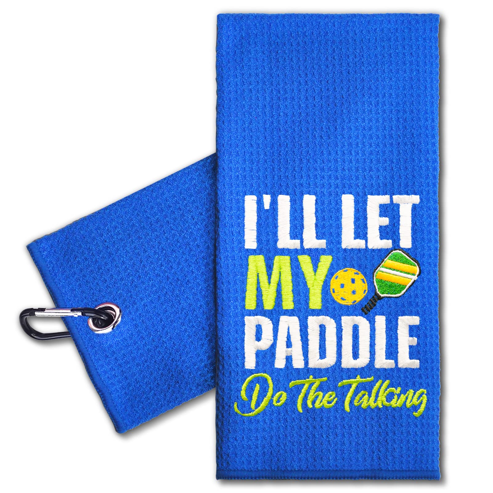 ERHACHAIJIA Let My Paddle Do The Talking Embroidered Pickleball Sports Towel with Clip. Funny Pickleball Gifts for Men Women Pickleball Lover, Birthday Retirement Mother's Day