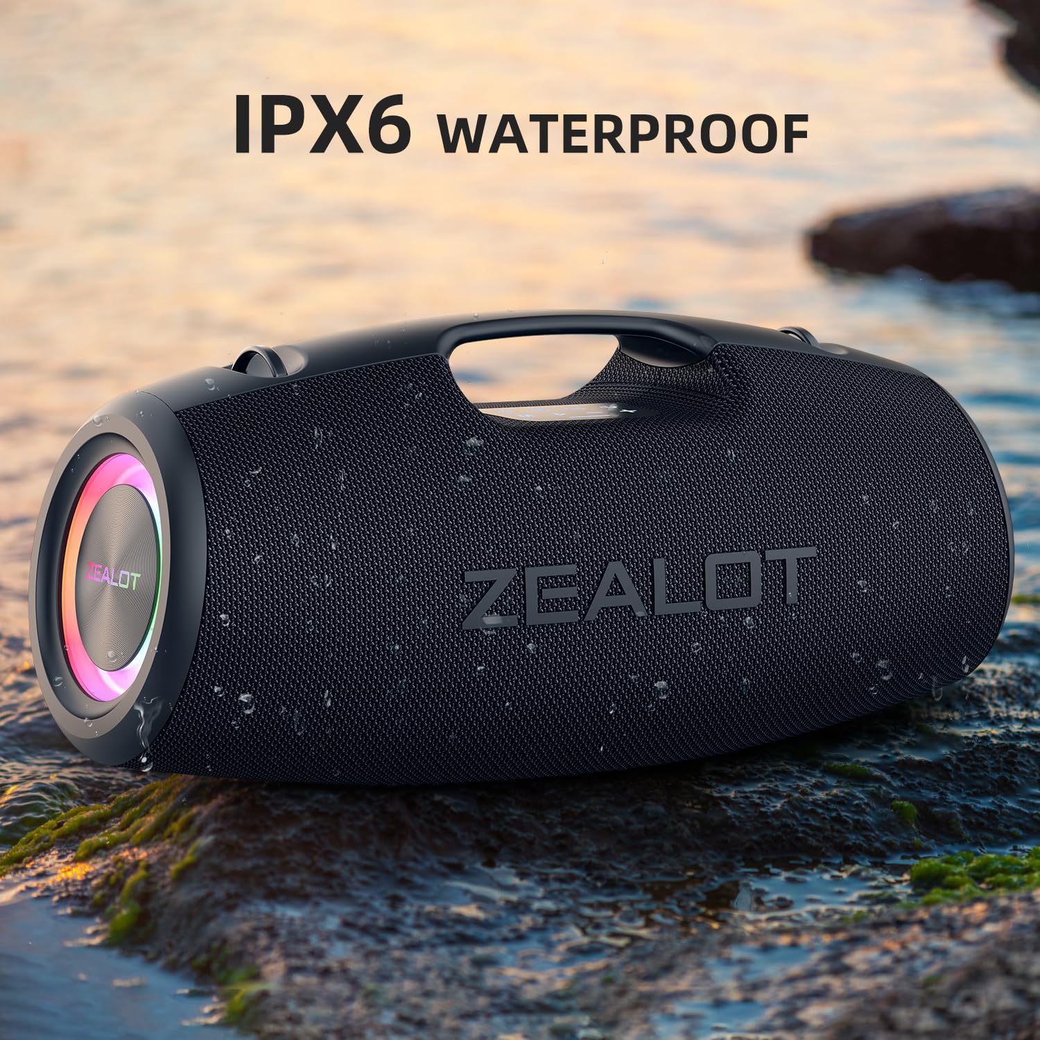 ZEALOT Bluetooth Speaker, Bluetooth Speaker,120W Portable Speaker with Booming Bass,IP67 Waterproof Speaker with LED Light, PowerBank,Bluetooth 5.2,Outdoor Speakers for Camping,Beach,Gifts