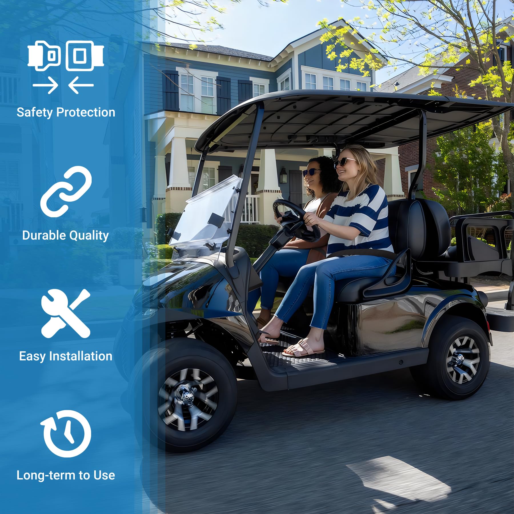 Toriexon Universal Golf Cart Seat Belt, 4 Passengers (2+2) Ezgo Golf Cart Seat Belt, 47“ Retractable Club Car Seat Belts, Fits 4-Seats Golf Car for EZGO, Yamaha Club Car