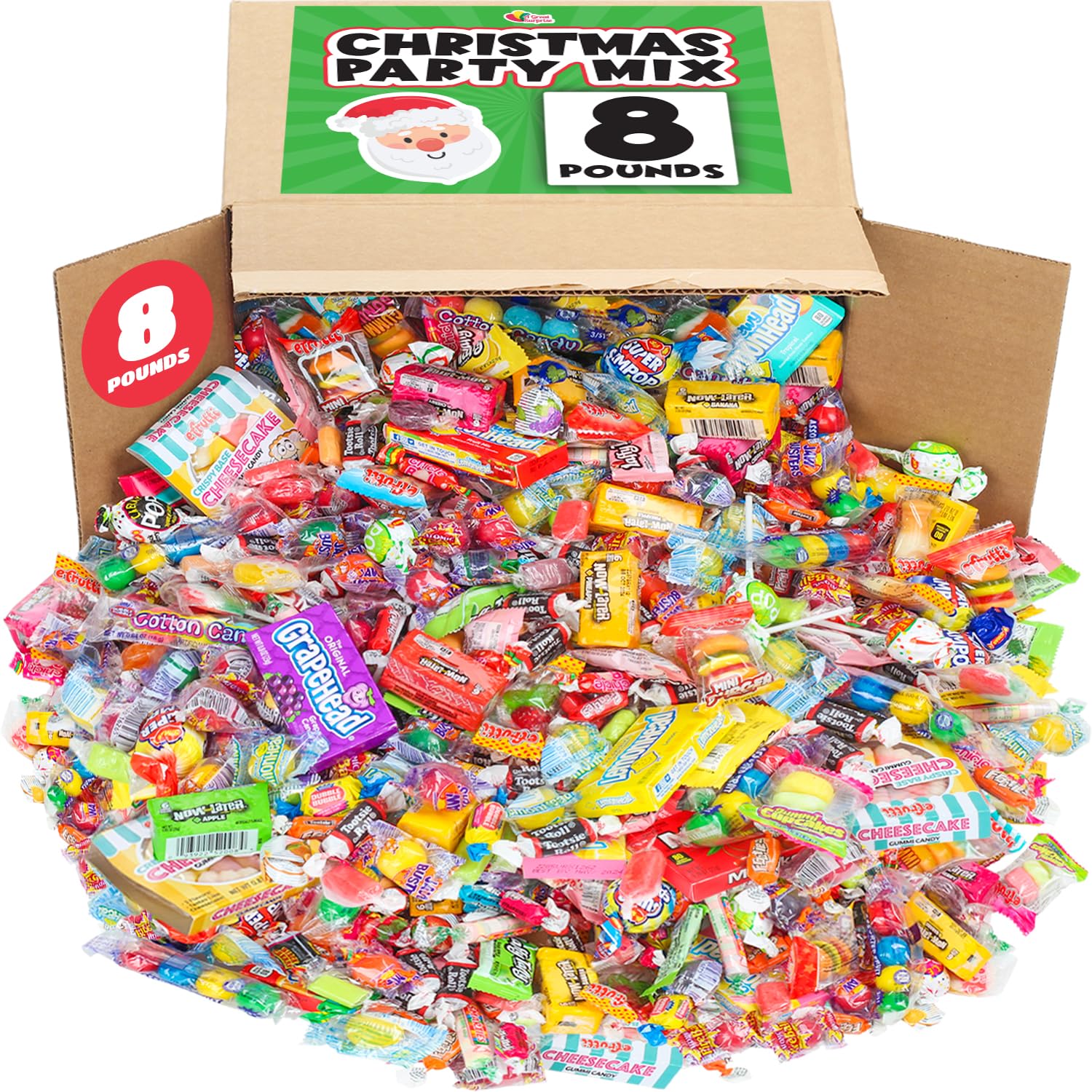 Christmas Big Bulk Candy - 8 Pounds - Parade Holiday Individually Wrapped Candies - Big Bulk Candies - Piñata Filler Stuffers - Assorted Variety Candy for Offices, Schools, Candy Party Favors, Claw Machines, Carnivals