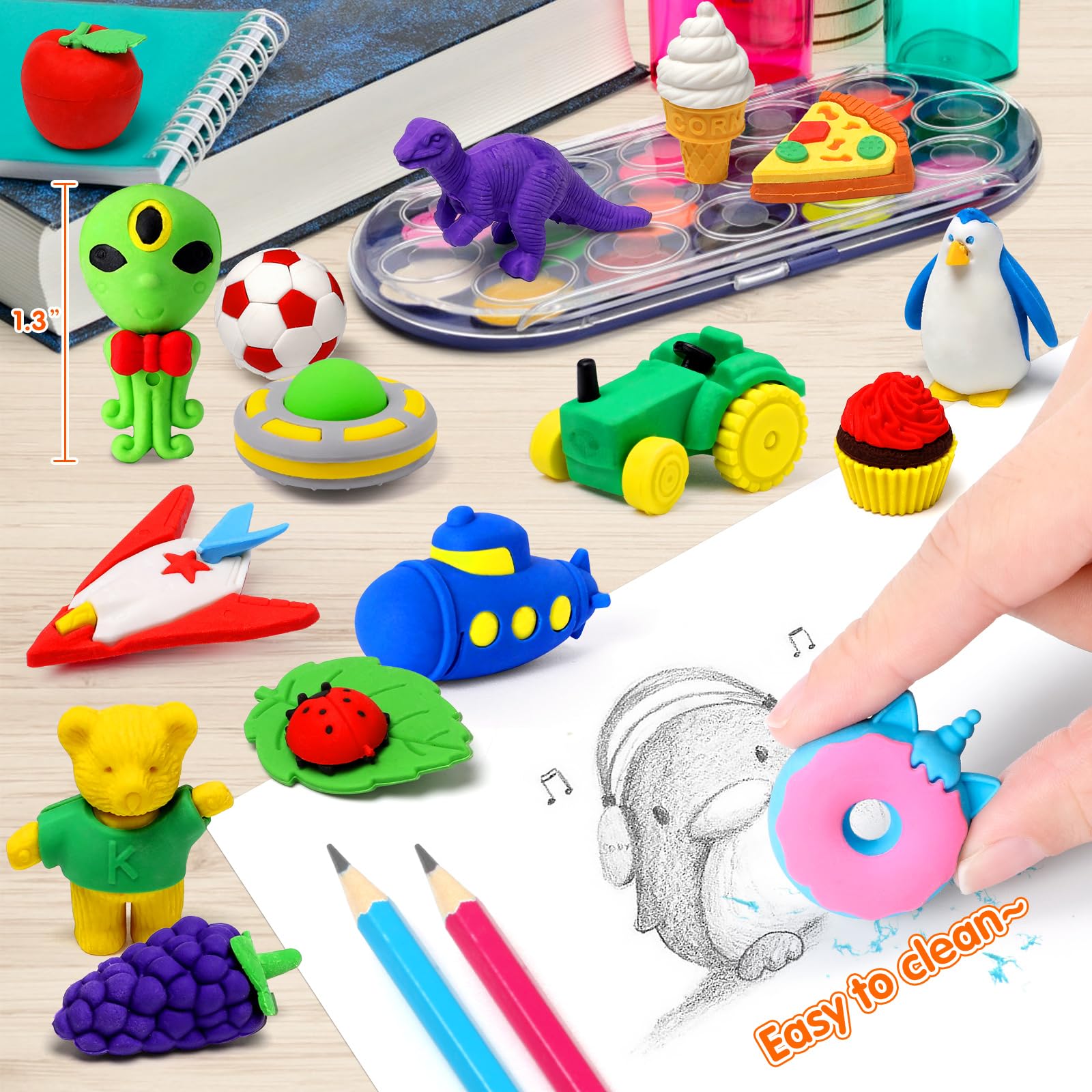 70 Pack Animal Erasers for Kids Bulk Desk Pets Classroom Prizes Treasure Box Toys for Classroom Supplies, 3D Puzzle Mini Erasers Pencil Eraser Back to School Supplies for Kids Party Favors (Random)