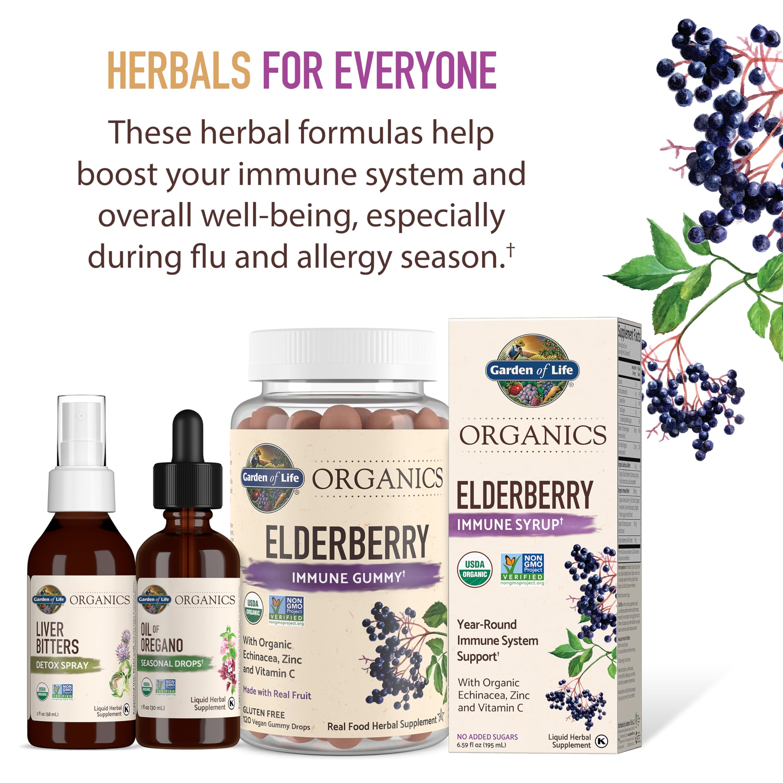 Garden of Life Organics Elderberry & Zinc for Children's Immune Support, Kids Cough & Mucus Immune Syrup with Ivy Leaf, Vitamin C and Echinacea, Alcohol-Free, No Added Sugars, 3.92 fl oz