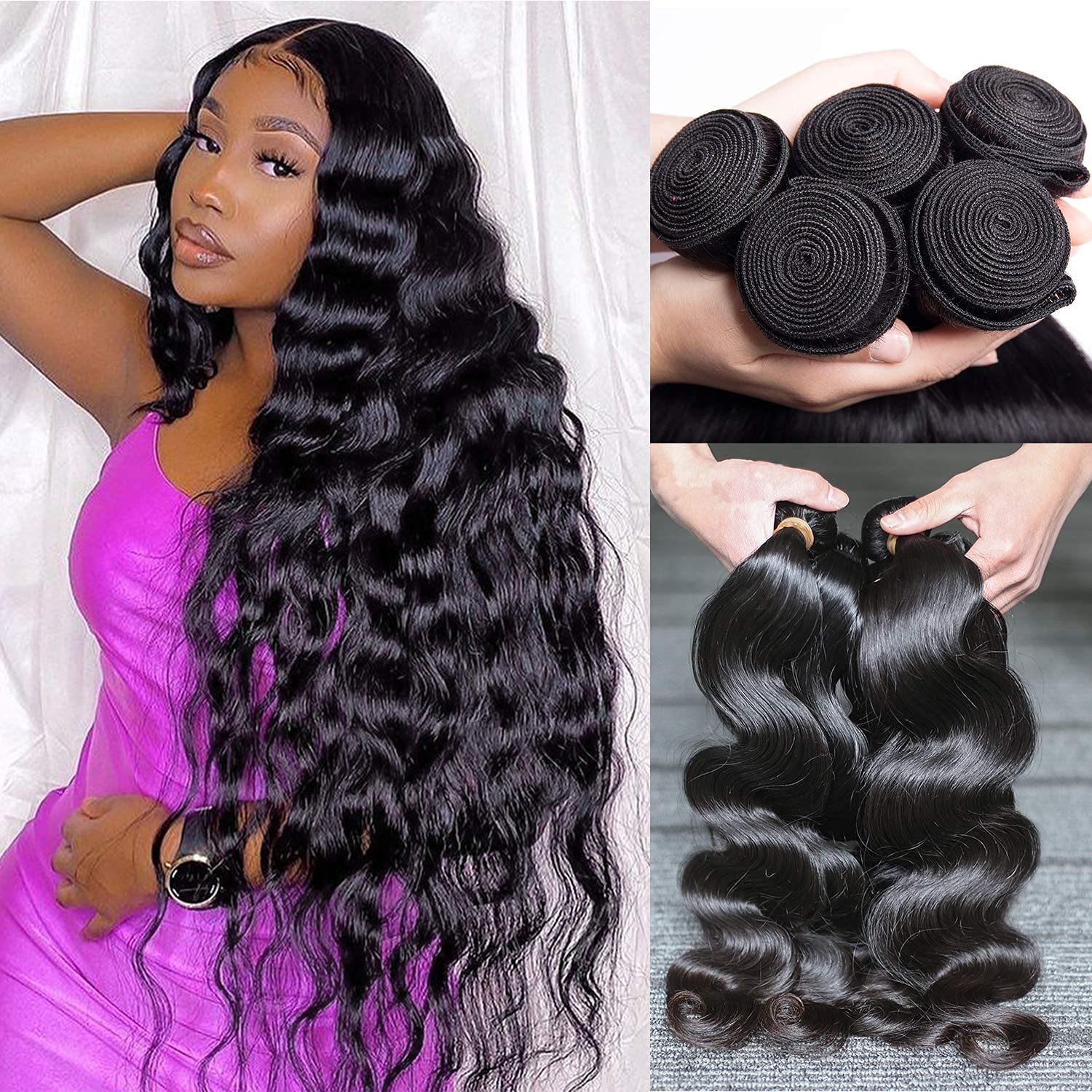 Body Wave Bundles Human Hair 4 Bundles (20 18 16 14 inches) 12A Brazilian Virgin Human Hair Bundles Body Wave 100% Unprocessed Human Hair Wavy Extensions Natural Color by Aelinsi