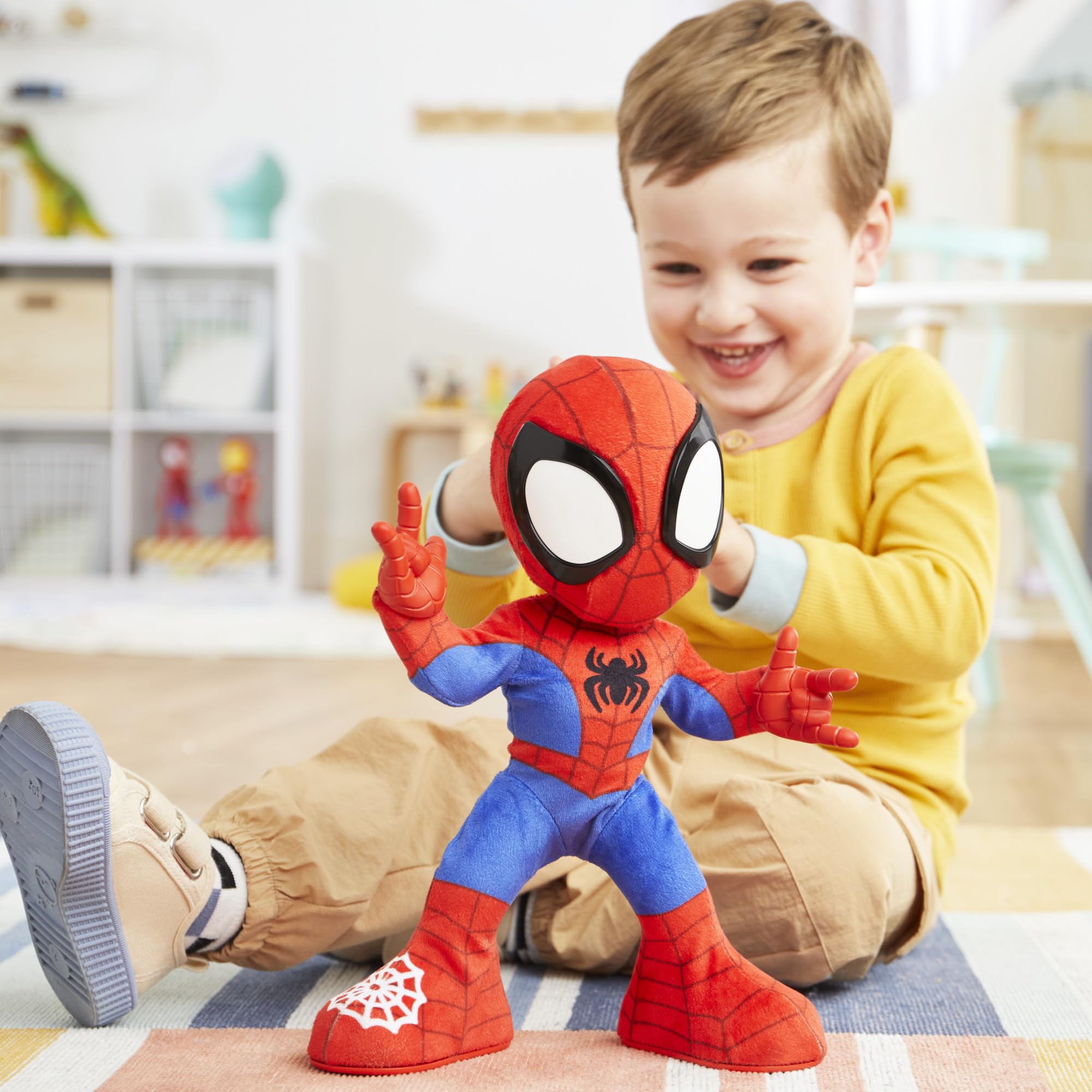 Spidey and his Amazing Friends Marvel Dance 'N Crawl Spidey, Interactive Plush Toy with 20 Phrases & Sounds, 2 Songs, Super Hero Toys for Kids 3 & Up