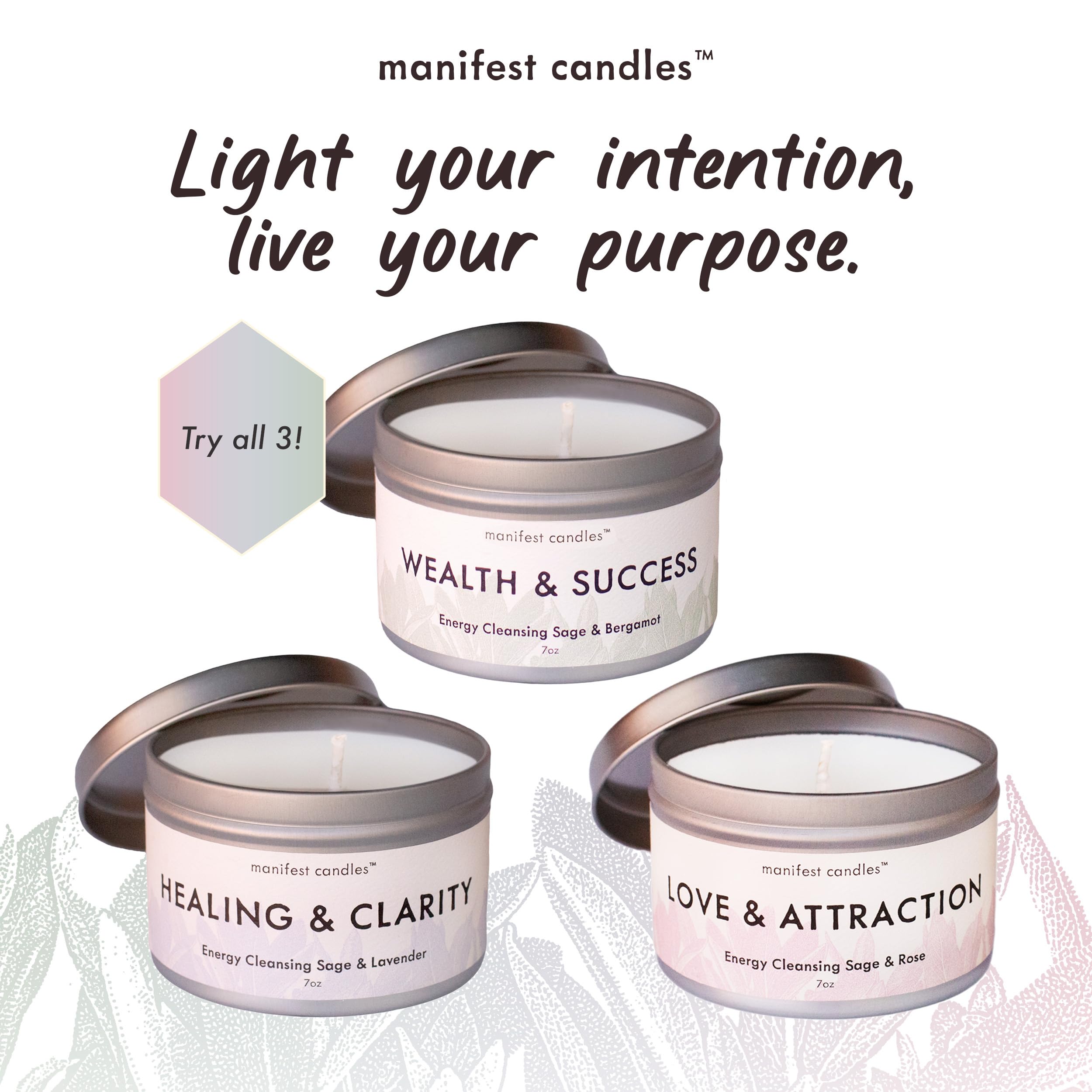 Manifest Candles 7oz Love Candle to Attract Love - Rose & Sage Scented - Love Attraction & Manifestation - Spiritual Meditation Candle with Manifestation Love Crystals Bracelets for Women