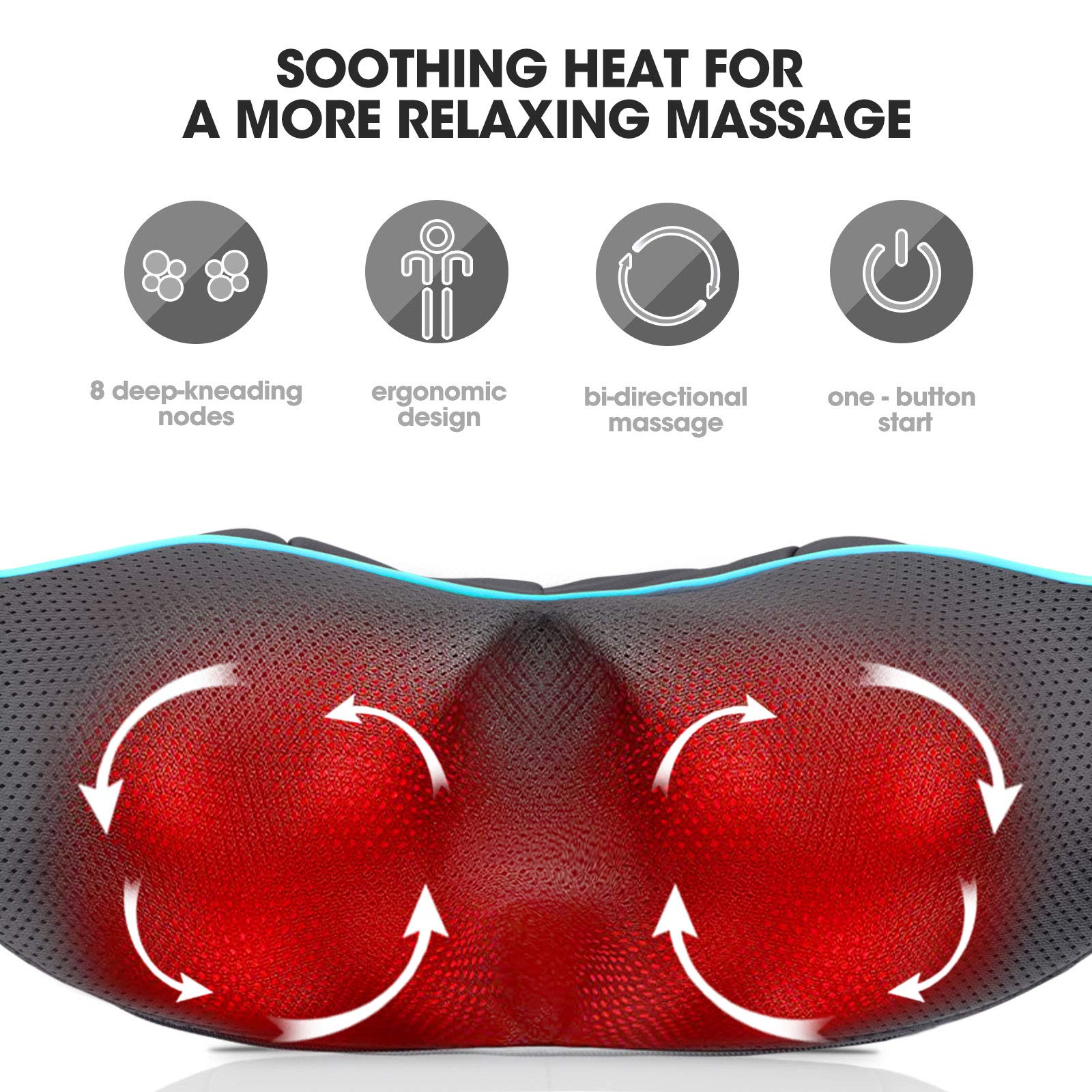 MagicMakers Neck Massager with Heat - Electric Shiatsu Deep Kneading Back Massage for Neck Pain, Shoulder, Waist, Relax Gift for Her/Him/Women/Men/Dad/Mom/Christmas/Mothers Day/Fathers Gifts