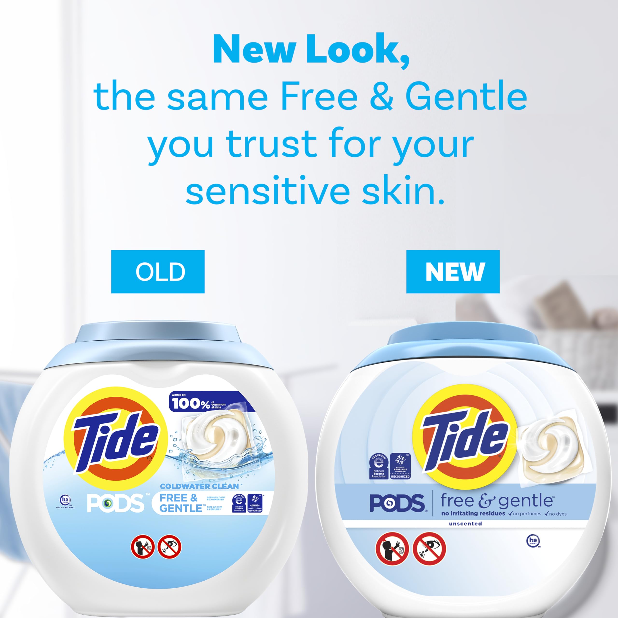 Tide PODS Free & Gentle Laundry Detergent Soap Pacs, 42 Count, Tide PODS Laundry Detergent