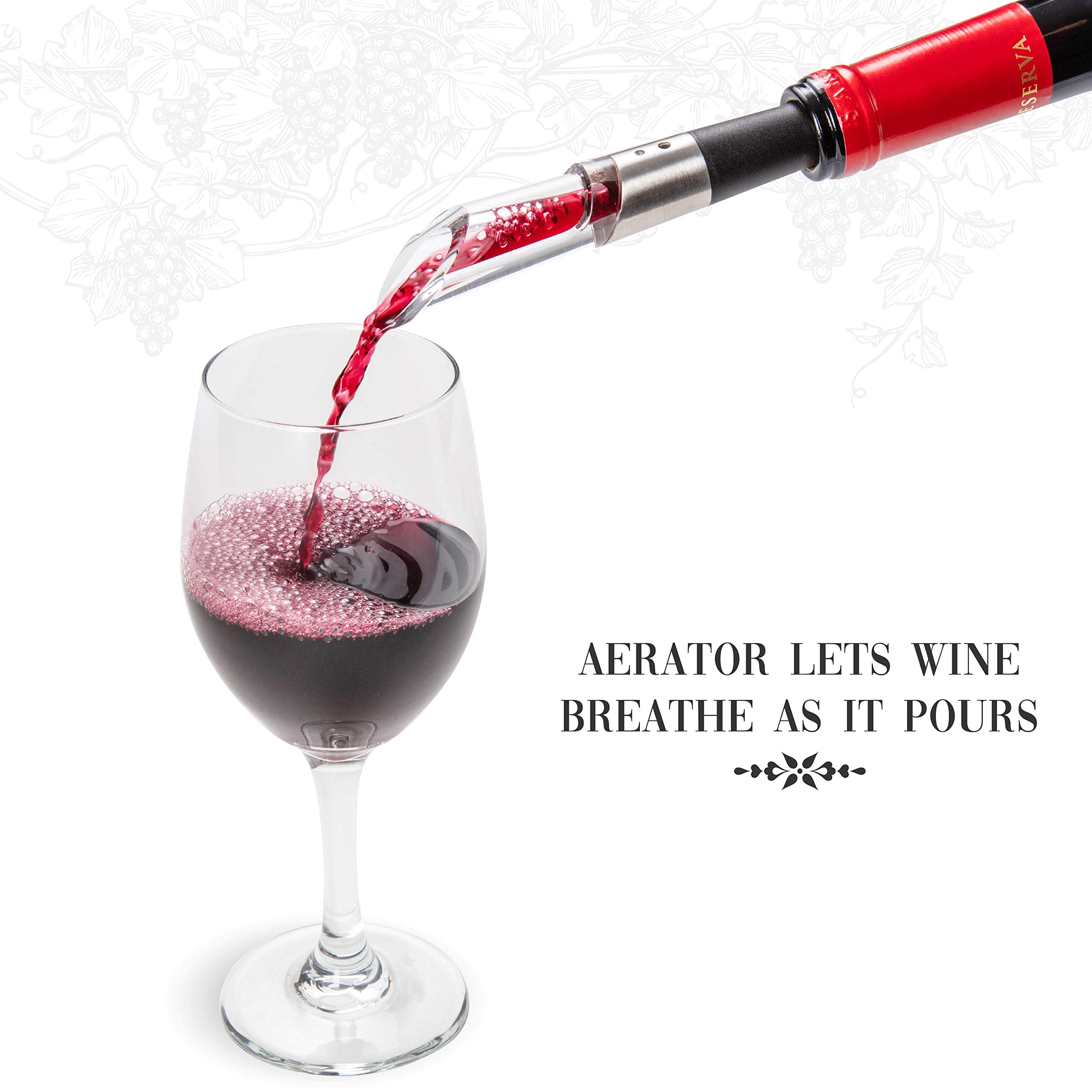 Ivation Wine Gift Set, Includes Electric Wine Bottle Opener, Wine Aerator, Vacuum Wine Preserver, 2 Bottle Stoppers, Foil Cutter & Charging Base