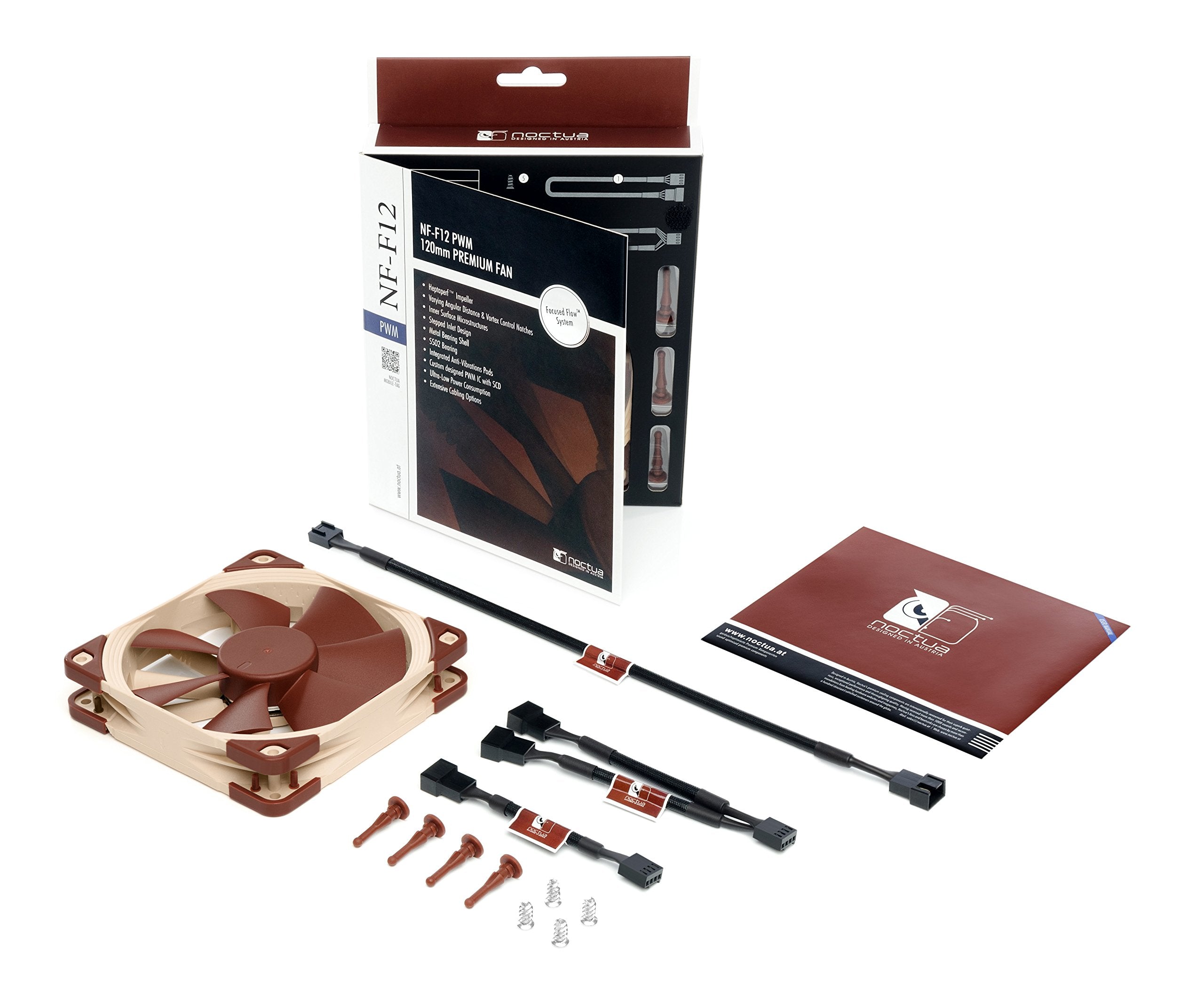 Noctua NF-F12 PWM, Premium Quiet Fan, 4-Pin (120mm, Brown)