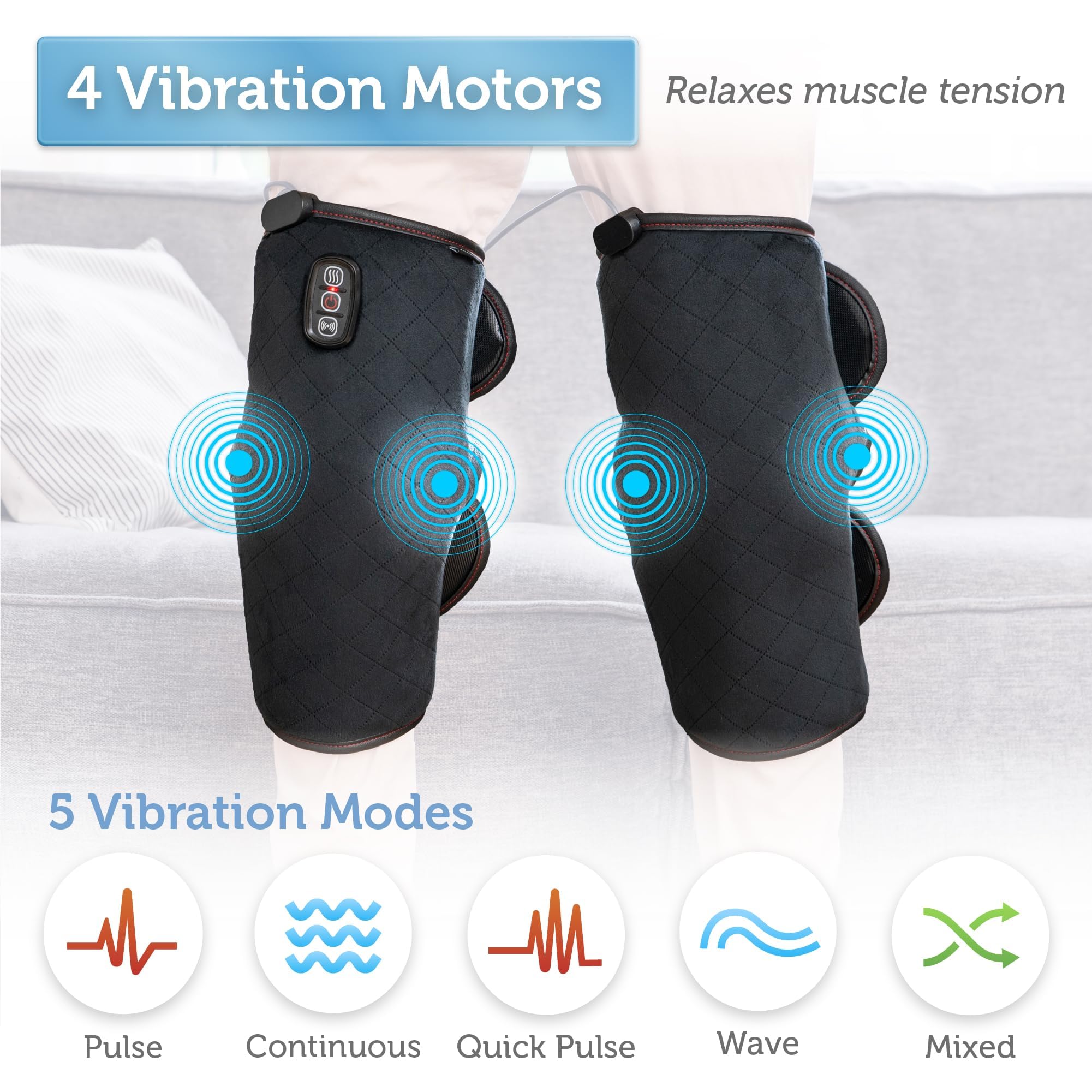 COMFIER Heated Knee Massager with Heating Pad for Knee Pain Relief,Christmas Gifts for Men Women Dad Mom,Knee Warmers Wrap, FSA or HSA Eligible,Heated Knee Pad for Men Women Elders