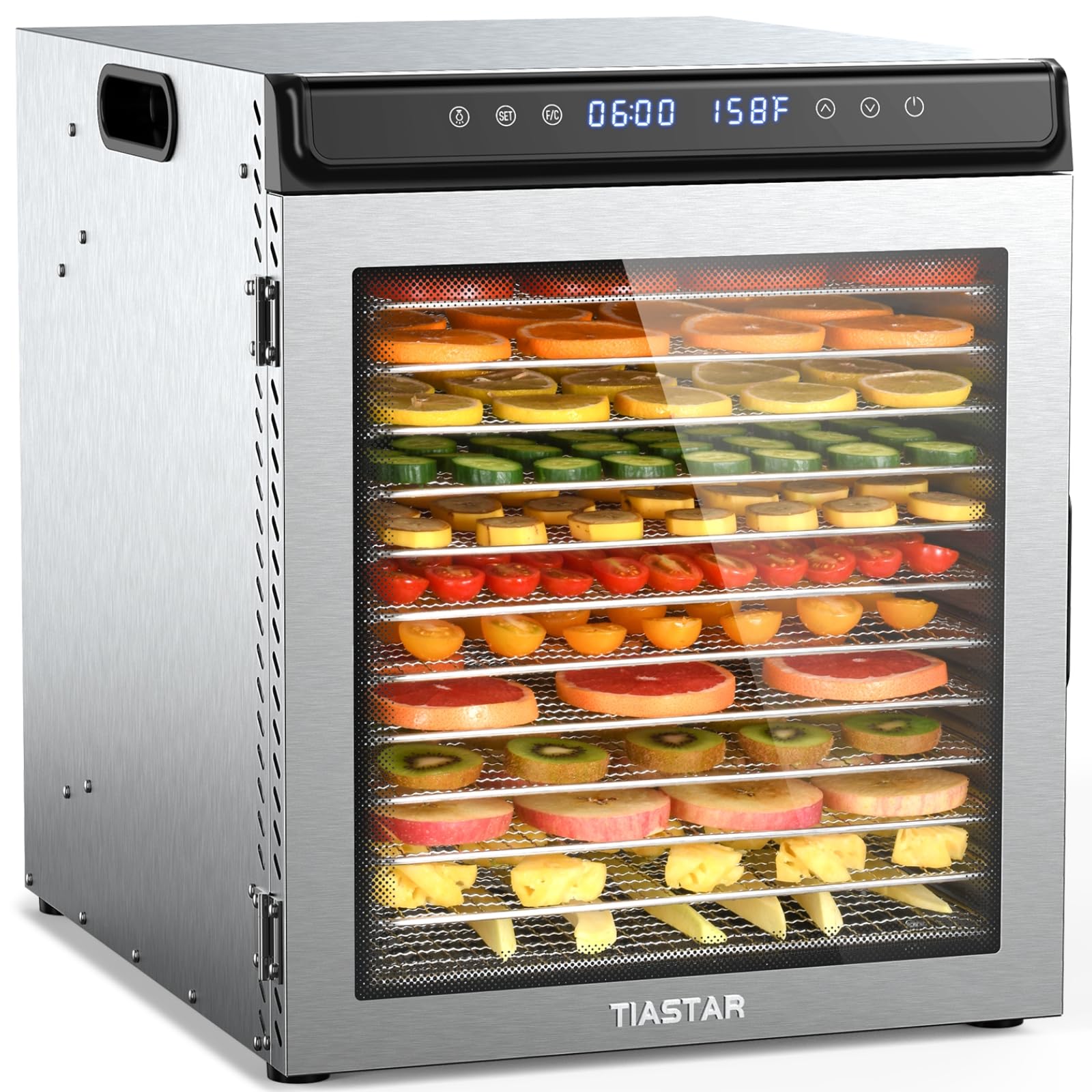 Stainless Steel Food Dehydrator Machine, 12 Trays Food Dryer, 1300W Dehydrators for Food and Jerky, 72H Timer and Temp Control, Recipes Included