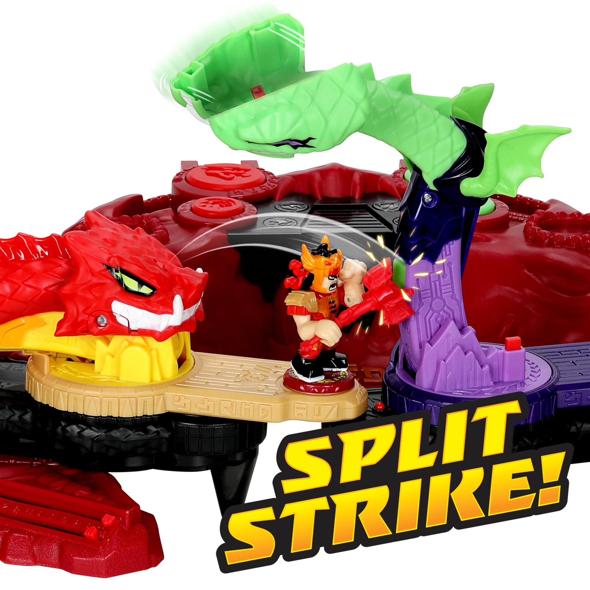 Legends of Akedo Beast Strike Serpent Fury Arena. Battle Your Warriors and Your Beasts to Win! with 40+ Real Sound Effects and Lights and 2 Exclusive Warriors.