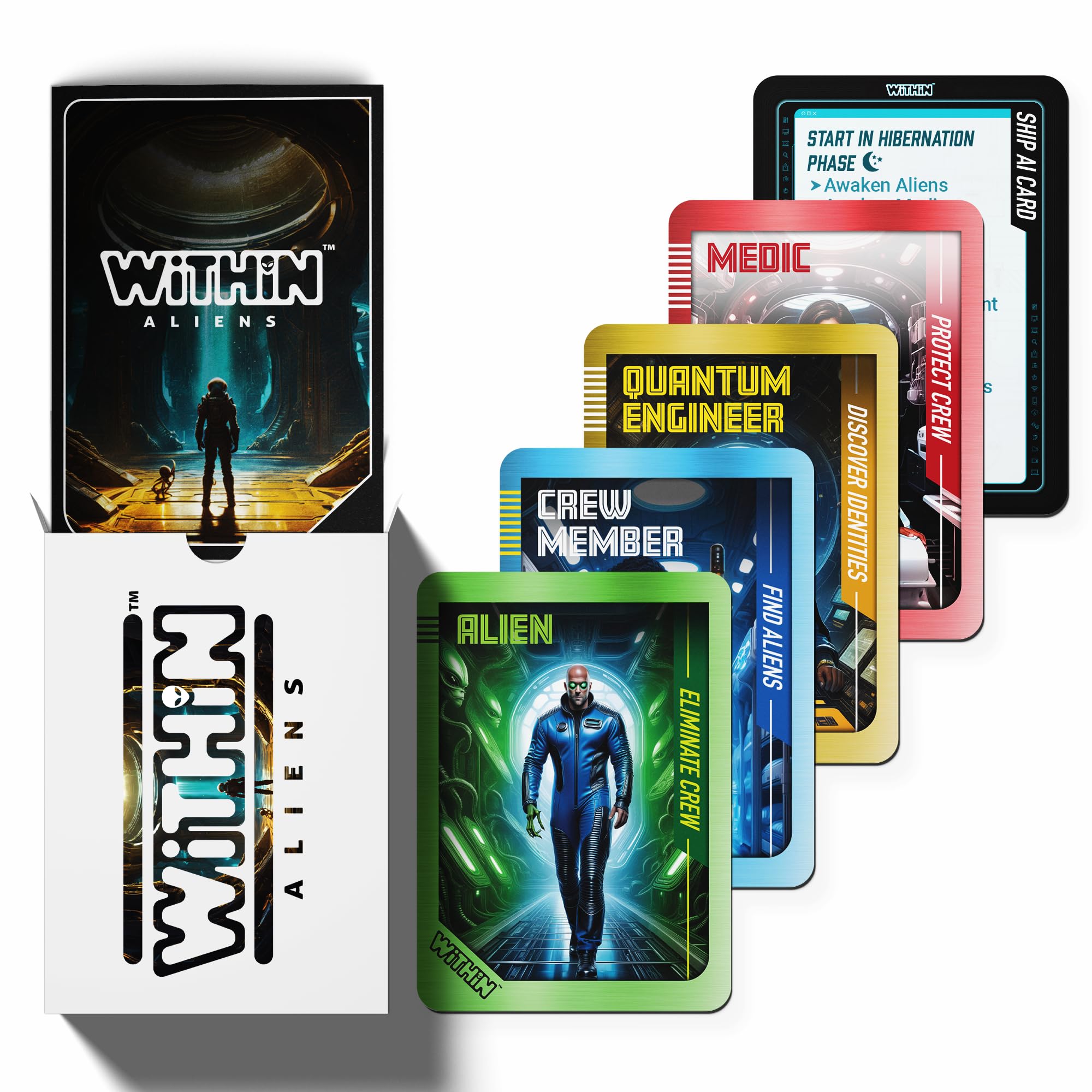 Within - Fun Space Card Game for Families & Adults | Best Board Game of 2024 for Parties & Game Nights | Sci-Fi Strategy with Hidden Aleins & Crew Battles | Fun Games for Adults & Family