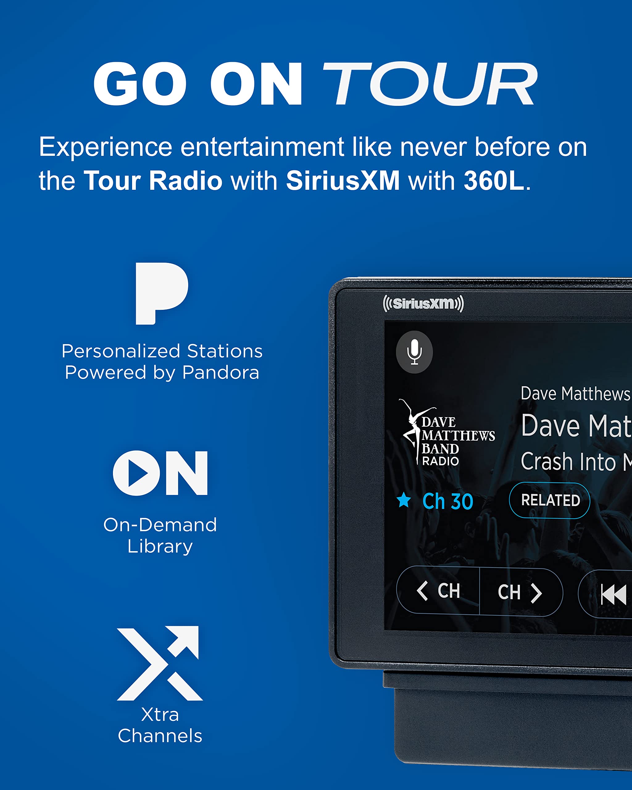 SIRIUSXM SXWB1V1 SiriusXM Tour Dock & Play Radio with 360L, Vehicle Dock, and Bluetooth