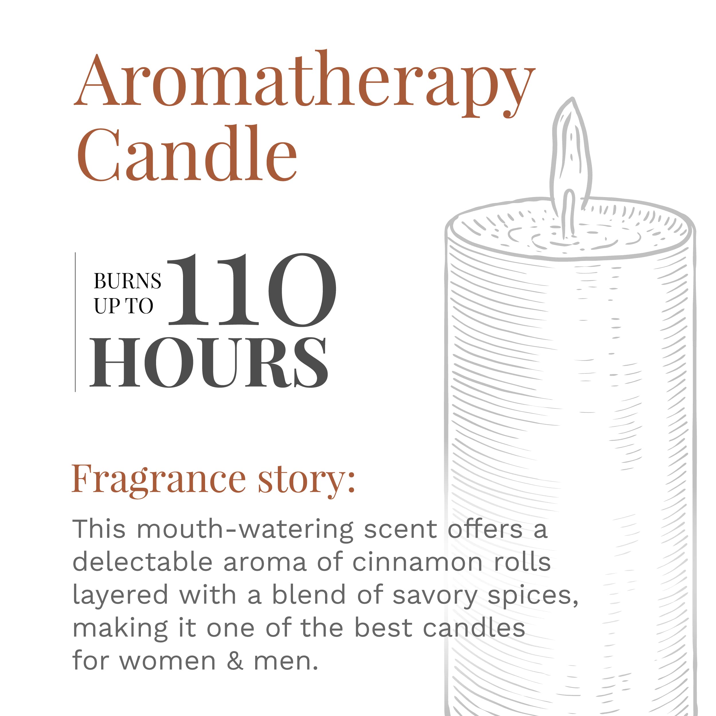 Candle-lite Scented Candles, Cinnamon Rolls Fragrance, One 18 oz. Single-Wick Aromatherapy Candle with 110 Hours of Burn Time, Brown Color