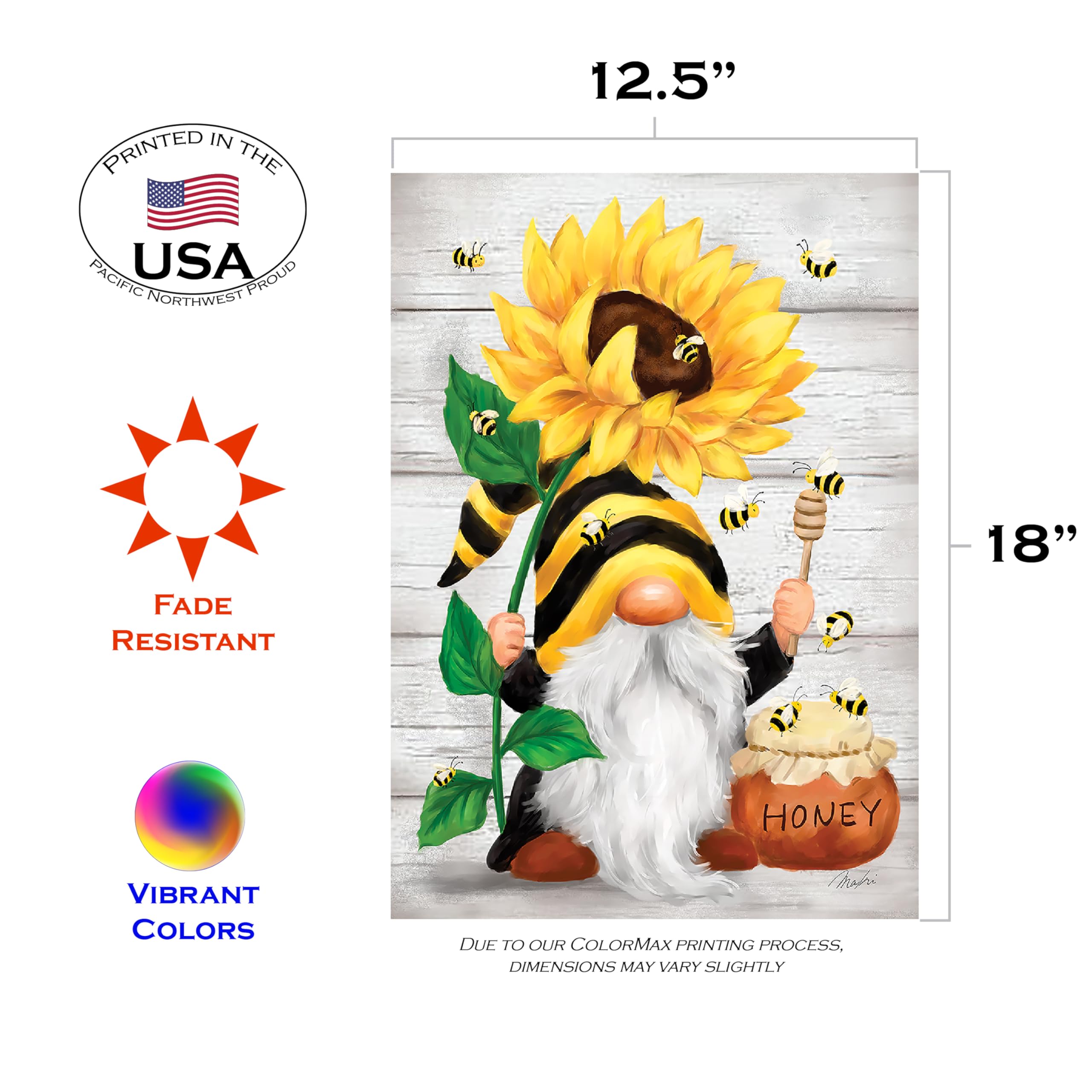 Toland Home Garden 1112745 Beekeeper Gnome Spring Flag, Double Sided for Outdoor Summer House Yard Decoration