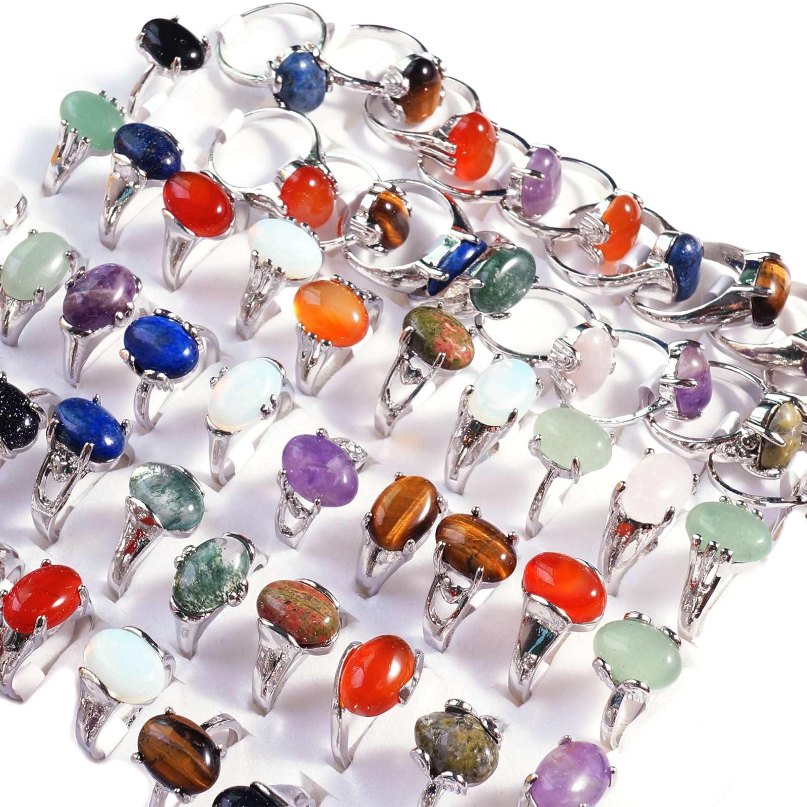 YITANA 100 Pack of Rings Wholesale for Boutique Items for Resale Bulk Crystal Rings Jewelry Clearance Anillos De Piedras Naturales