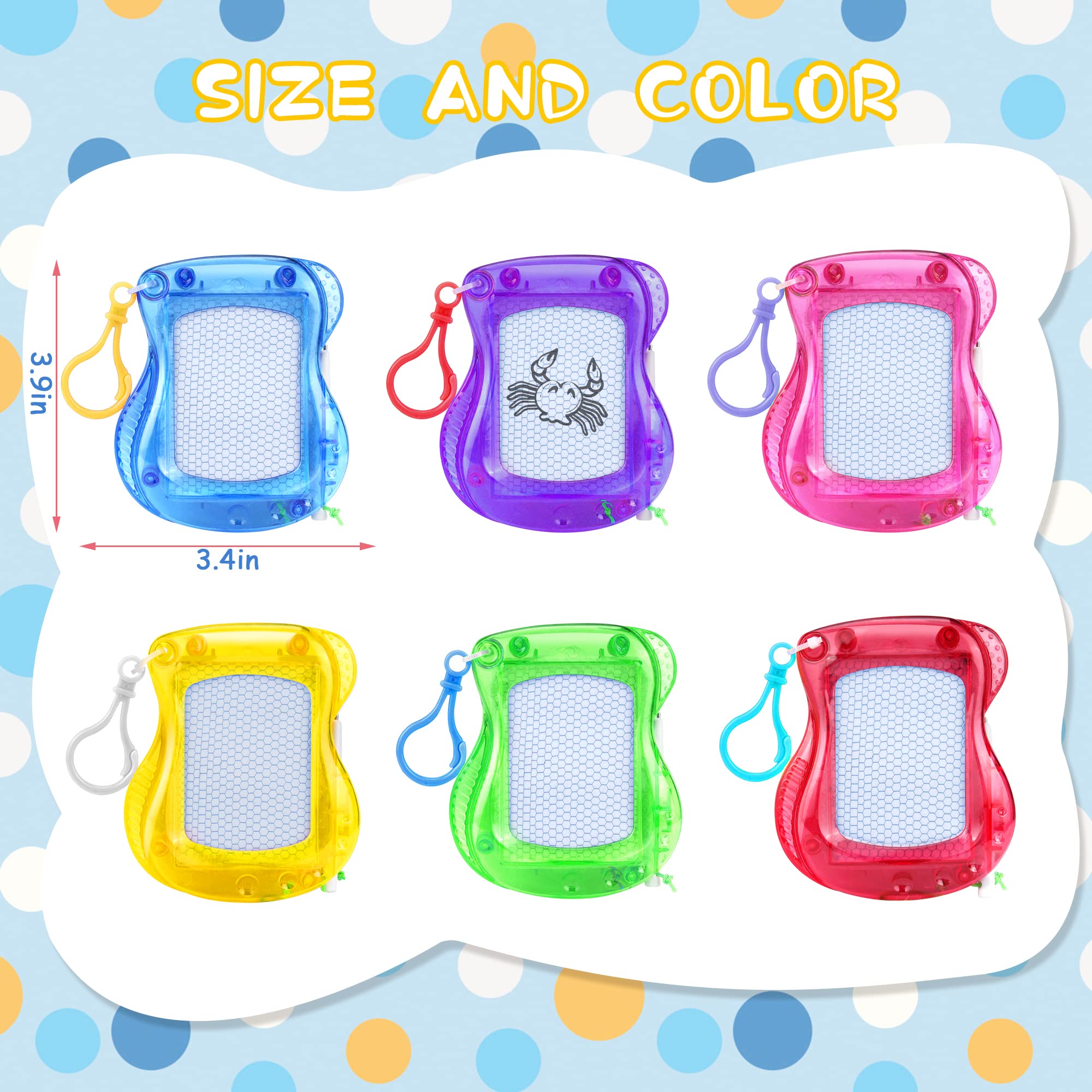16 Pack Mini Magnetic Drawing Board for Kid(6 Colors), Erasable Doodle Sketch and Writing Pad, Backpack Keychain Clip Doodle Drawing Boards, Birthday Party Favor for Boys and Girls