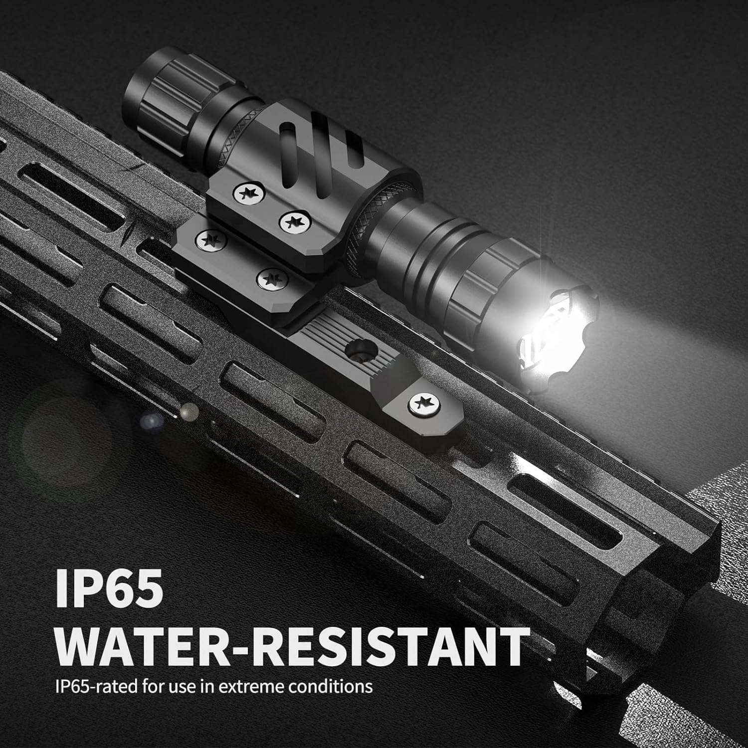 Feyachi Tactical Flashlight 1200 Lumens LED Weapon Light with Mlok Mount and Pressure Switch 200m Illumination Range Rifle Light Matte Black