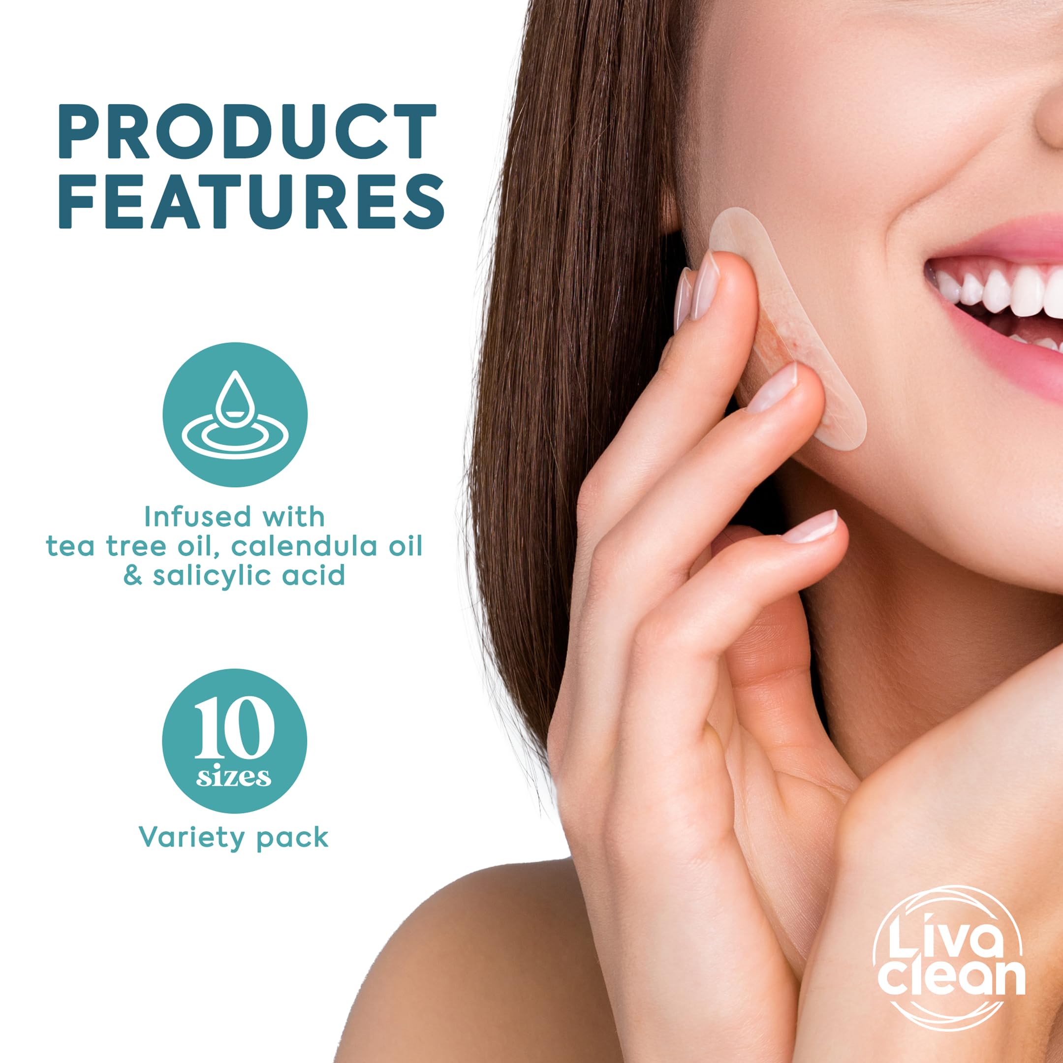 LivaClean 272 CT Pimple Patches Variety Pack w/ Tea Tree Oil, Salicylic Acid & Calendula Oil - Pimple Patches Large, Large Pimple Patches for Face Acne Patches Large, Hydrocolloid Patches