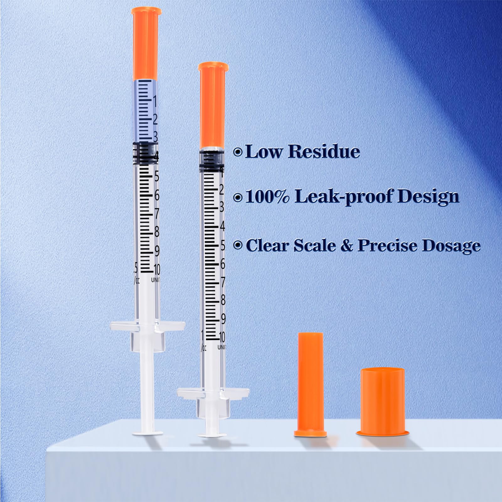 1ml 30G 5/16 Inch 8mm Syringe, U-100 Lab Syringes Individually Wrapped, Pack of 100