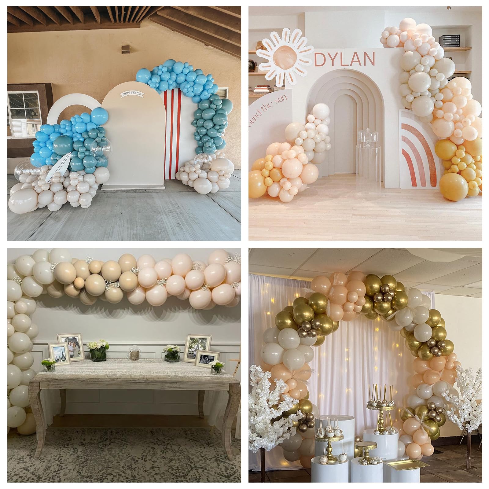 White Sand Balloons, 113Pcs Different Sizes Cream Beige Balloon Garland Arch Kit 18/12/10/5 Inch, Matte Retro Neutral Sand White Latex Helium Balloons for Birthday Wedding Anniversary Party Decoration
