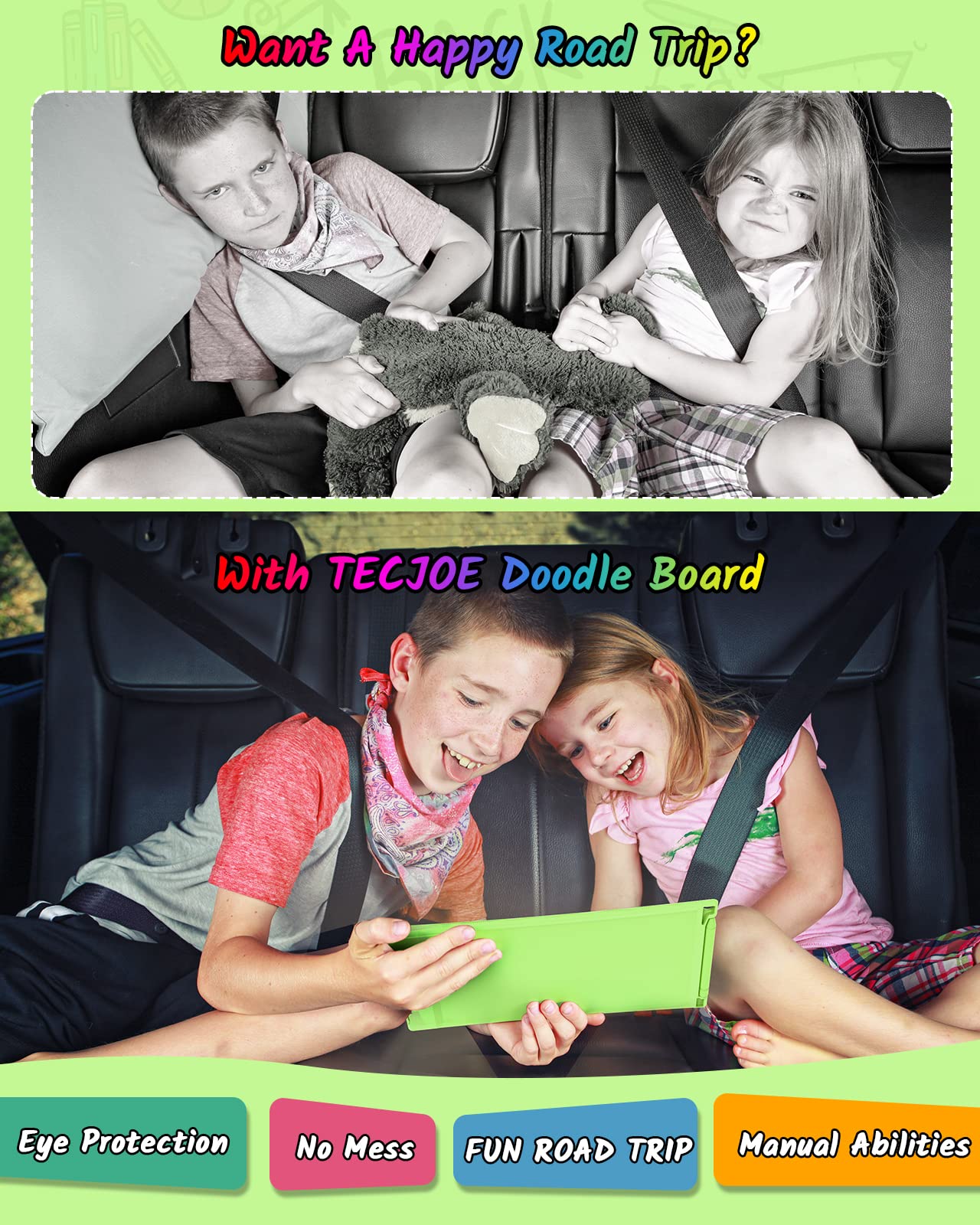 TECJOE LCD Writing Tablet, 8.5 Inch 2 Pack Colorful Doodle Board Drawing Tablet for Kids, Kids Travel Games Activity Learning Toys Birthday Gifts for 3 4 5 6 Year Old Boys and Girls, Blue Green