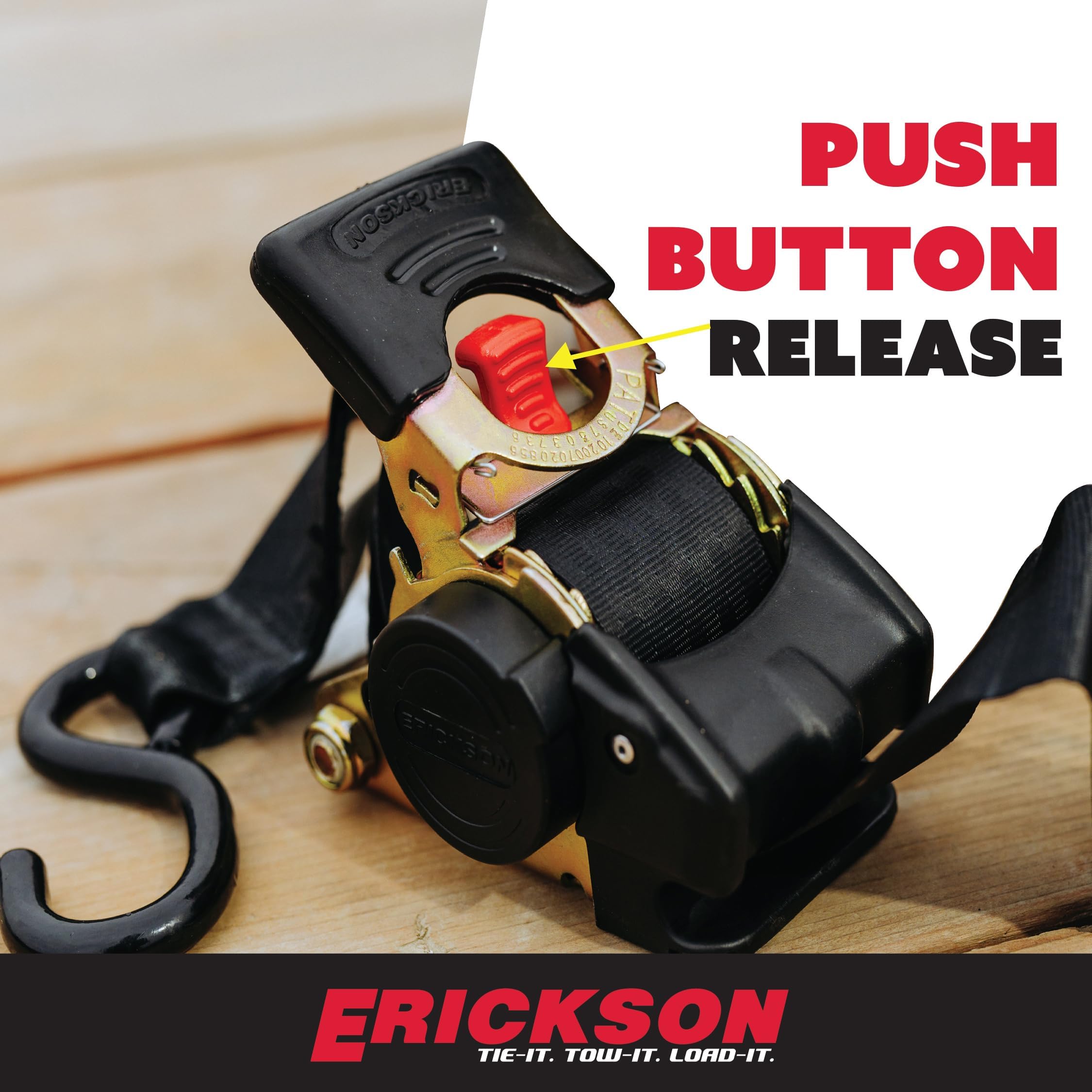 Erickson 34416 Pro Series Black 2" x 10' Retractable Ratcheting Tie-Down Strap