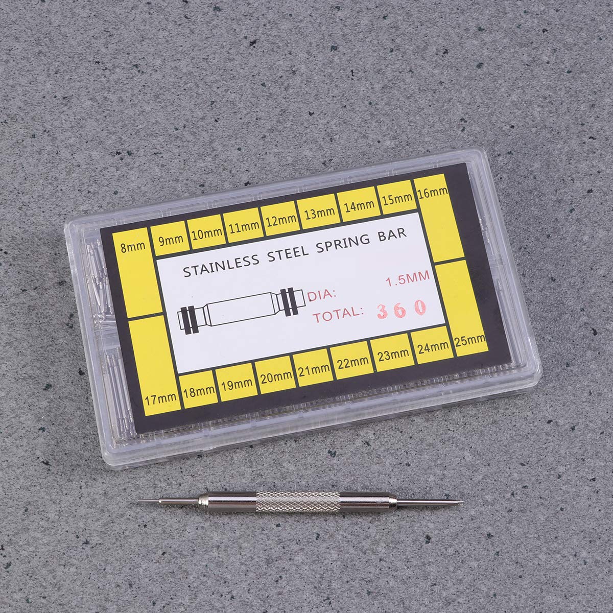 NICERIO 360pcs 8-25mm Stainless Steel Watch Band Spring Bars Strap Link Pins Wactchmaker Tools