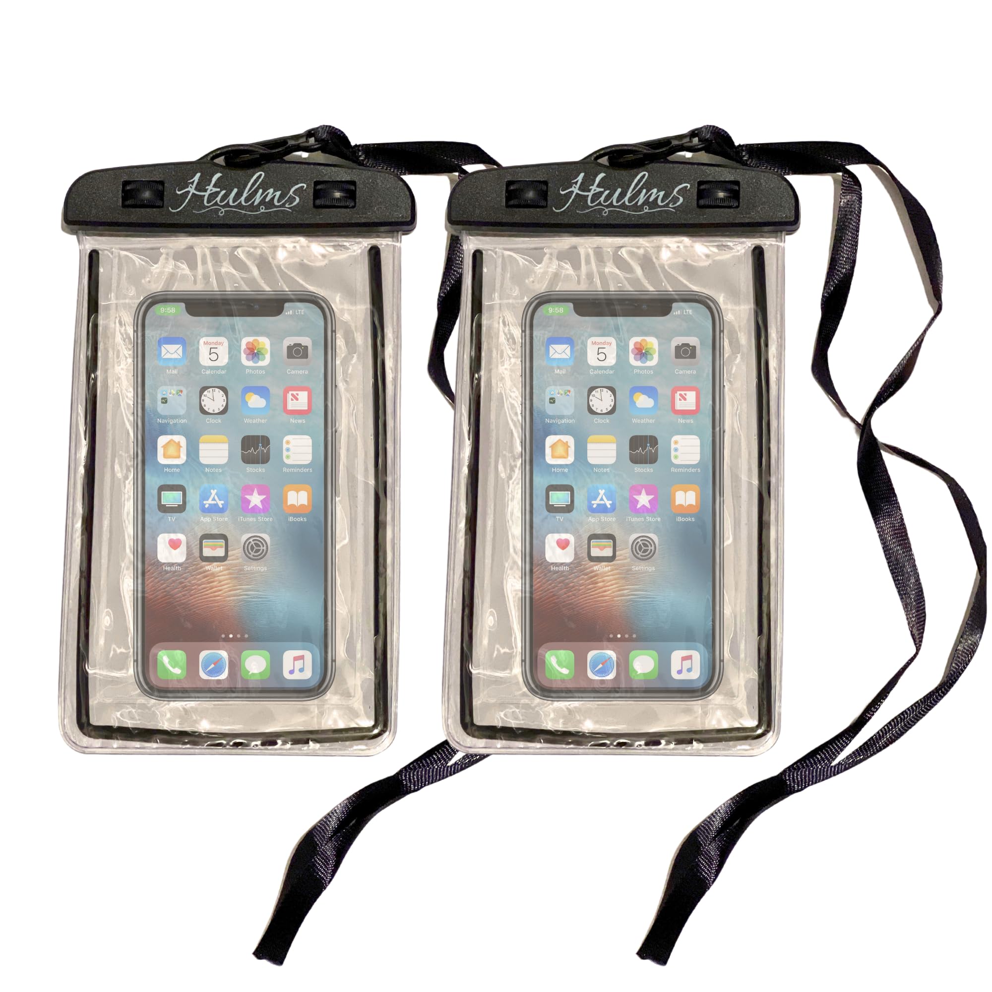 Hulms Waterproof Phone Pouch, Water Proof Case Compatible With iPhone 14/13/12/12 Pro Max/11/11 Pro/SE/XS Max/XR/8P/7 Galaxy & More | Beach & Pool Essentials For Ultimate Protection (4"x7.5", 2 Pack)