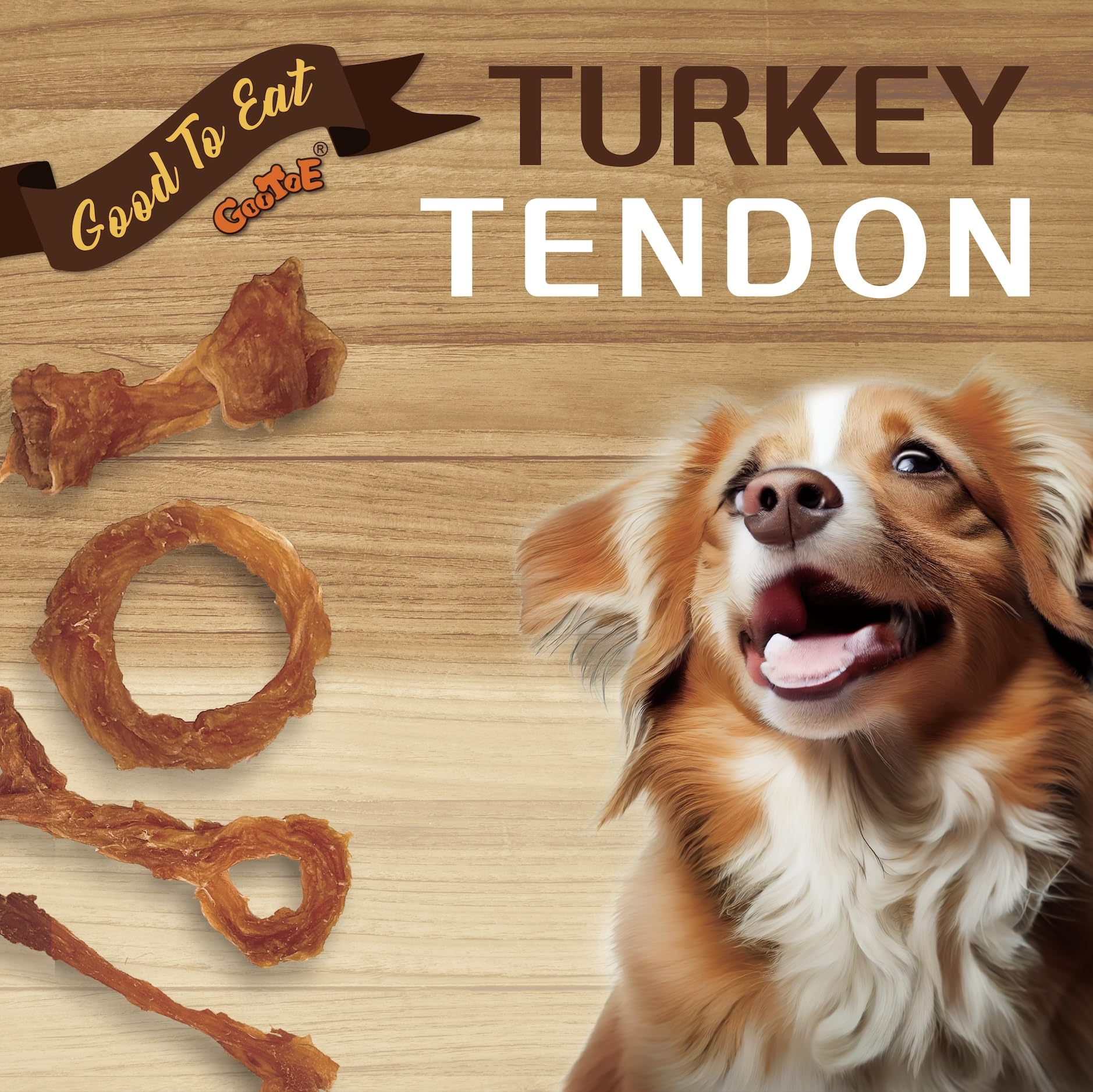 Gootoe Turkey Tendon Dog Treats – 100% USA-Sourced, Natural Snack, Premium Training Chews, Hypoallergenic, Reseal Value Bags, Sizes for Small Medium & Large Dogs, Bone (Small) 6 Unit/Pack