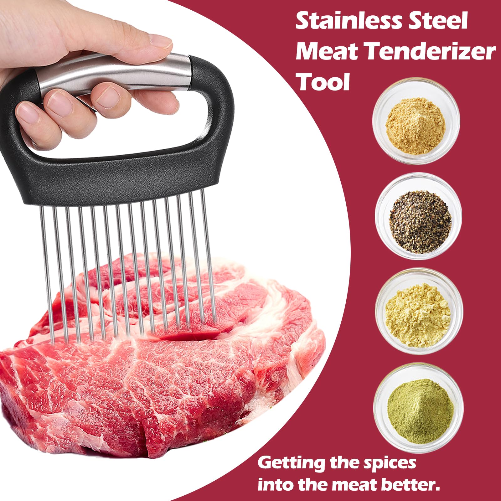 JAYVAR Large Onion Holder for Slicing, Large Onion Cutter Vegetable Chopper, Stainless Steel Tomato Slicer for Potato Lemon, Practical Meat Tenderizer Tool, Kitchen Food Slicer Guide for Neat Slicing