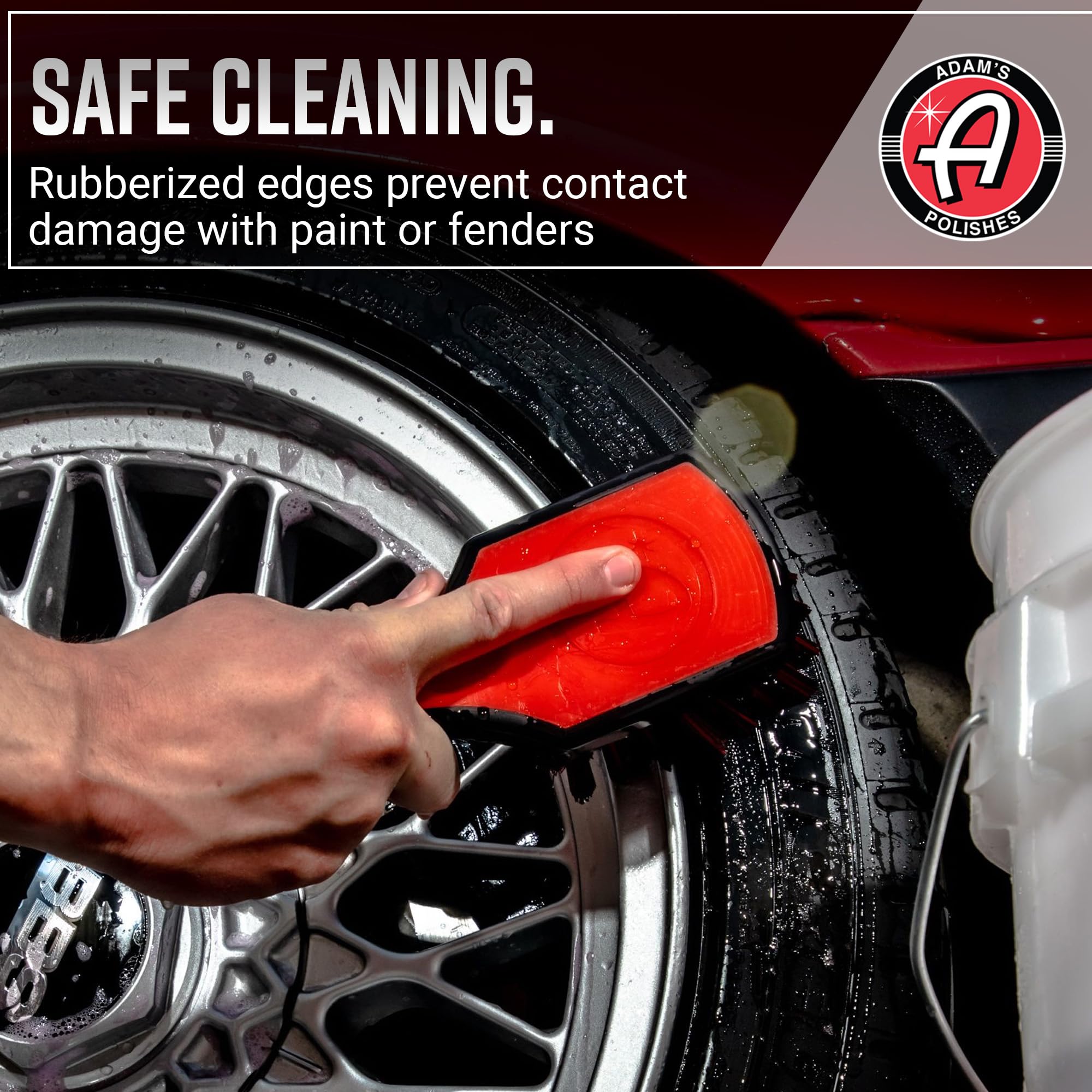 Adam's Polishes Tire Brush Premium Tire Brush for Car Detailing & Rubber Tire Car Cleaning| Use W/Tire Cleaner or All Purpose Cleaner & Before Tire Shine or Wheel Cleaner