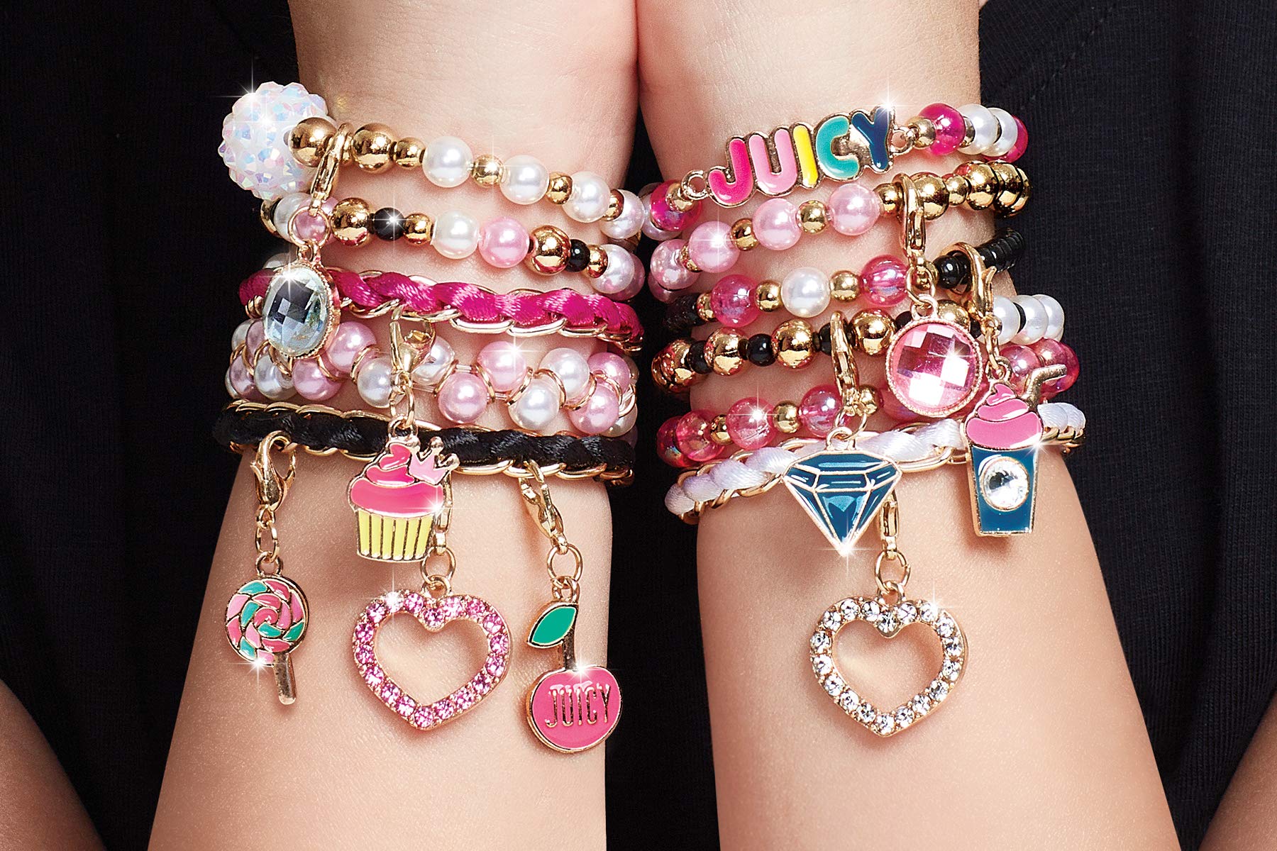 Make it Real - Juicy Couture Pink and Precious Bracelets - DIY Charm Bracelet Kit with Beads for Tween Jewelry Making - Jewelry Making Kit for Girls