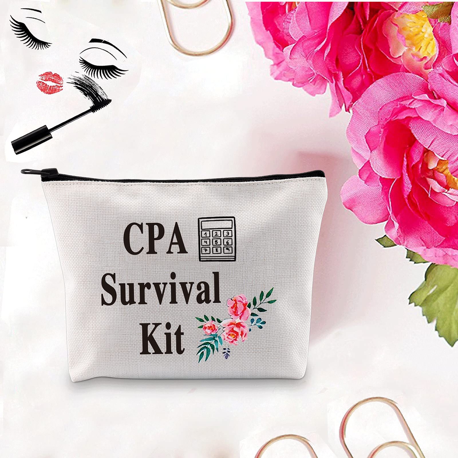 PXTIDY CPA Survival Kit CPA Gift CPA Cosmetic Bag Calculator Accounting Gift Idea Makeup Zipper Pouch Graduation Gift for Certified Public Accountant