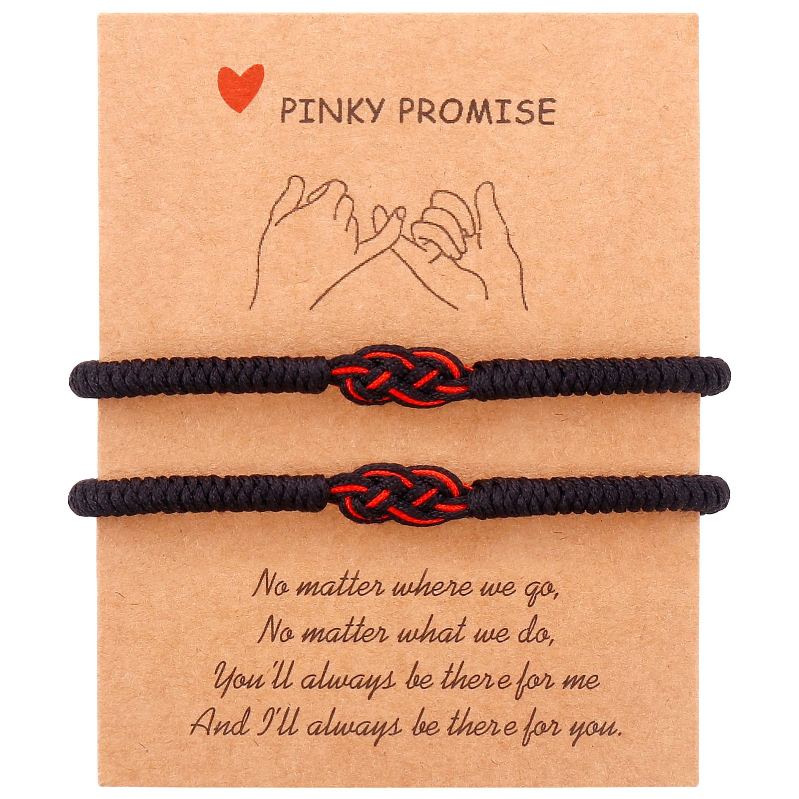 Tibetan Handmade Lucky Bracelet - Friend Love Family Couple Bracelet- Lucky Woven Red String Thread For Protection-Valentine Christmas Gift Idea (Black+Black(2pcs))