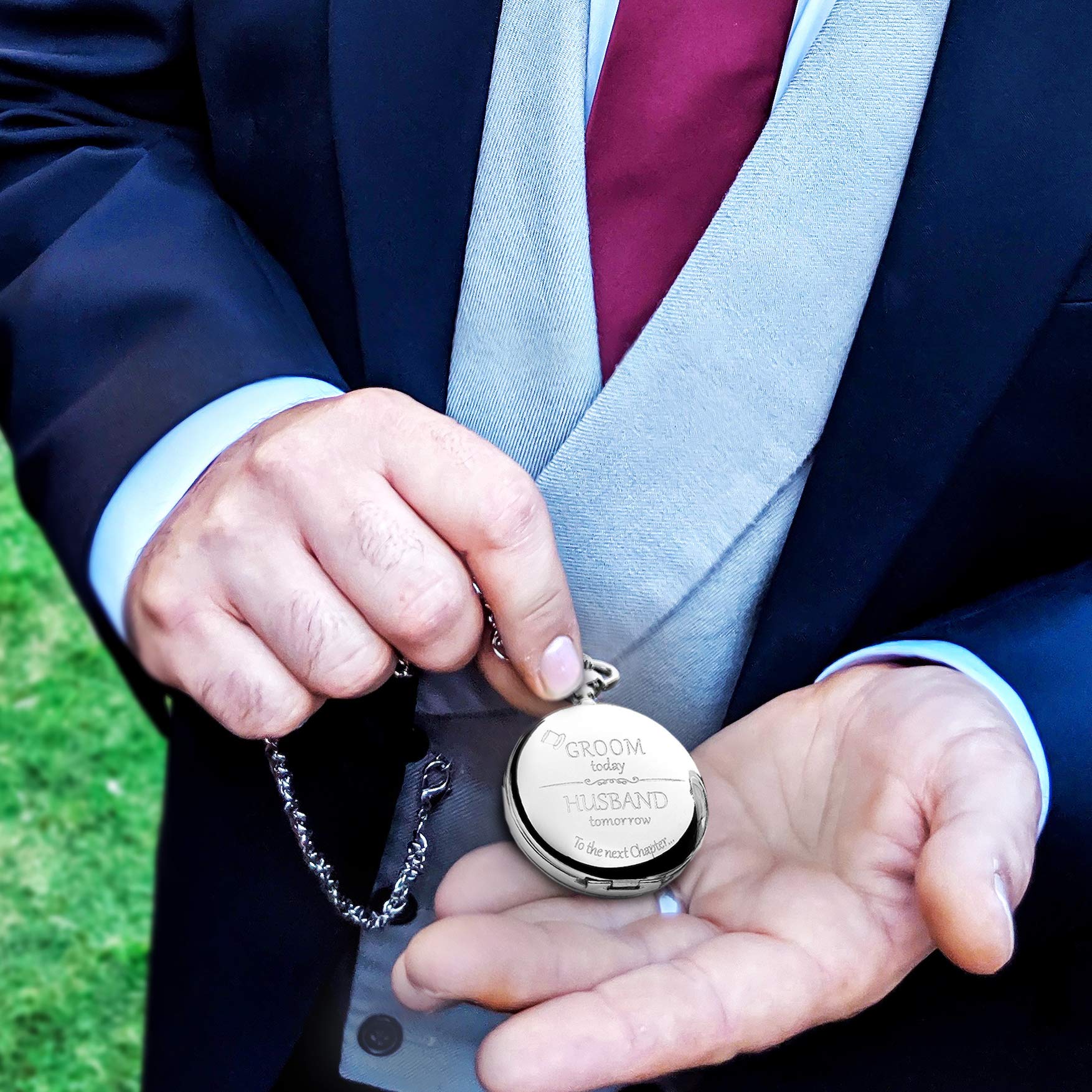 FJ FREDERICK JAMES Groom Gifts from Bride - Engraved 'Groom Today, Husband Tomorrow' - Groom Pocket Watch - Wedding Gift for Groom on Wedding Day I Gift for Groom from Bride on Wedding Day