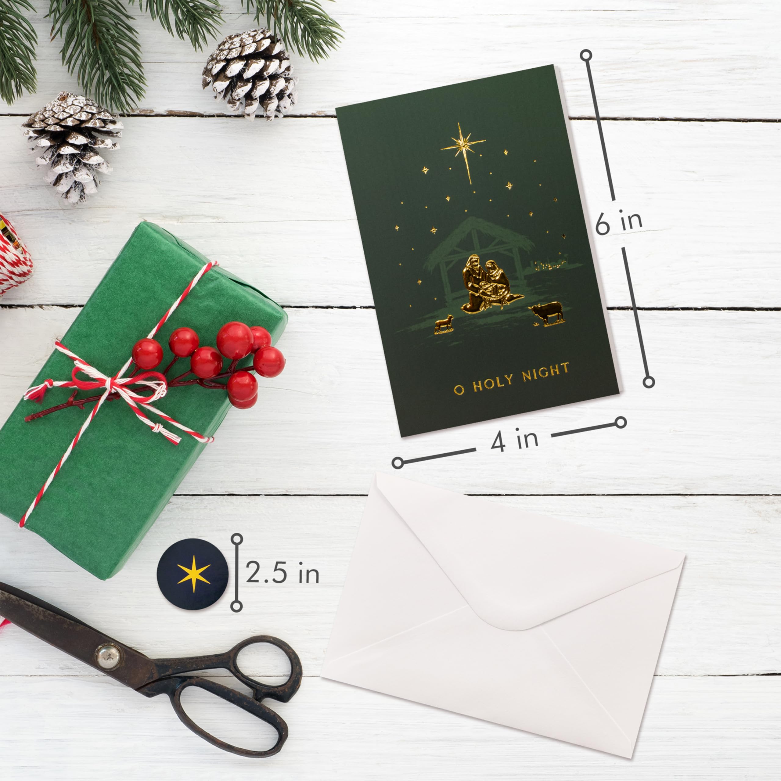 ZICOTO Beautiful Christmas Cards Set of 20 with Religious Designs - Incl. Bulk Envelopes, Matching Stickers And Storage Box - Perfect to Send Warm Holiday Wishes to Friends and Family