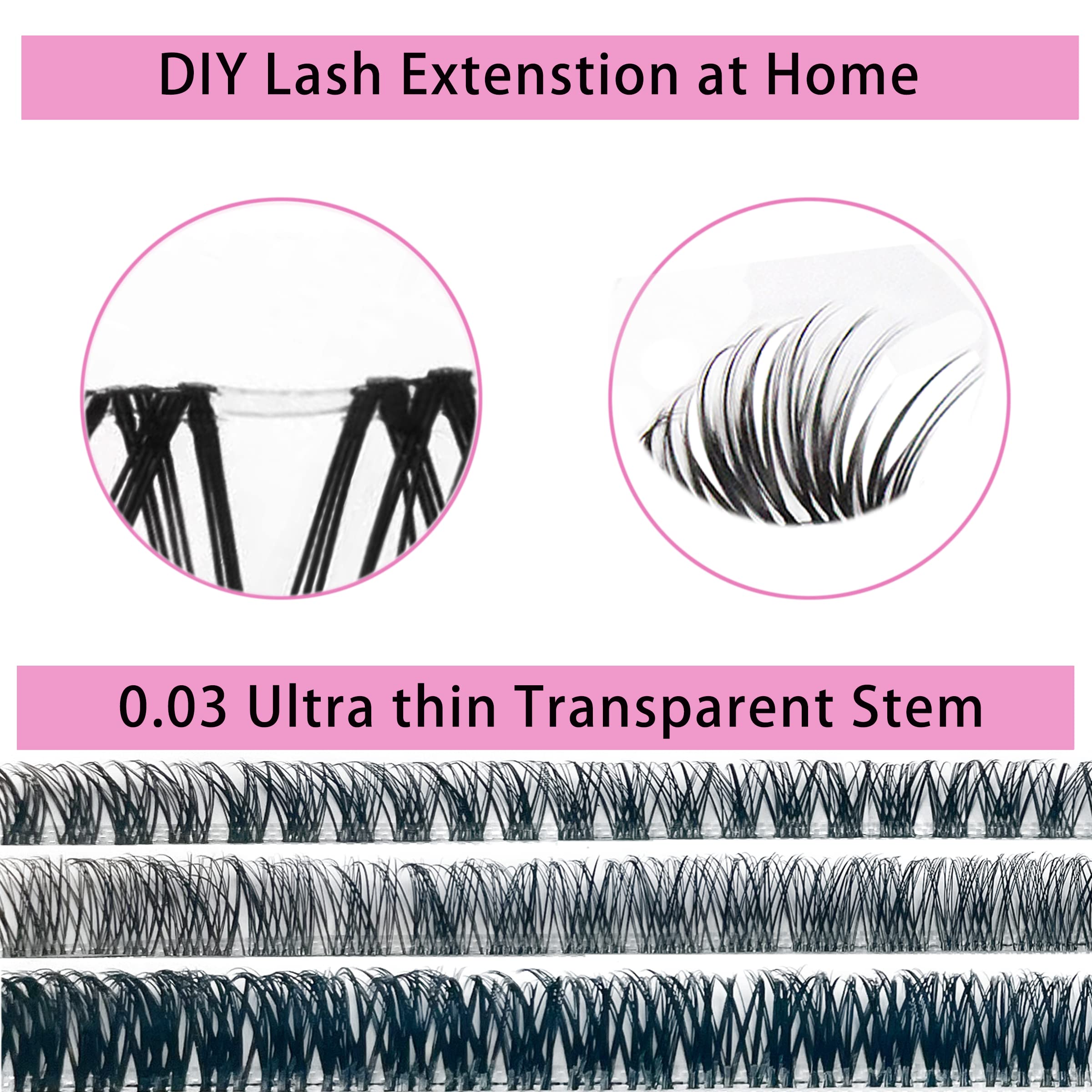 TRZLIFE Eyelash Clusters, 72 PCS DIY Individual Lash Extension Create Personal Eyelash Style Easily Super Natural and Comfortable Clear Band Non-Friable Reusable False Eyelash Mix 10/12/14mm