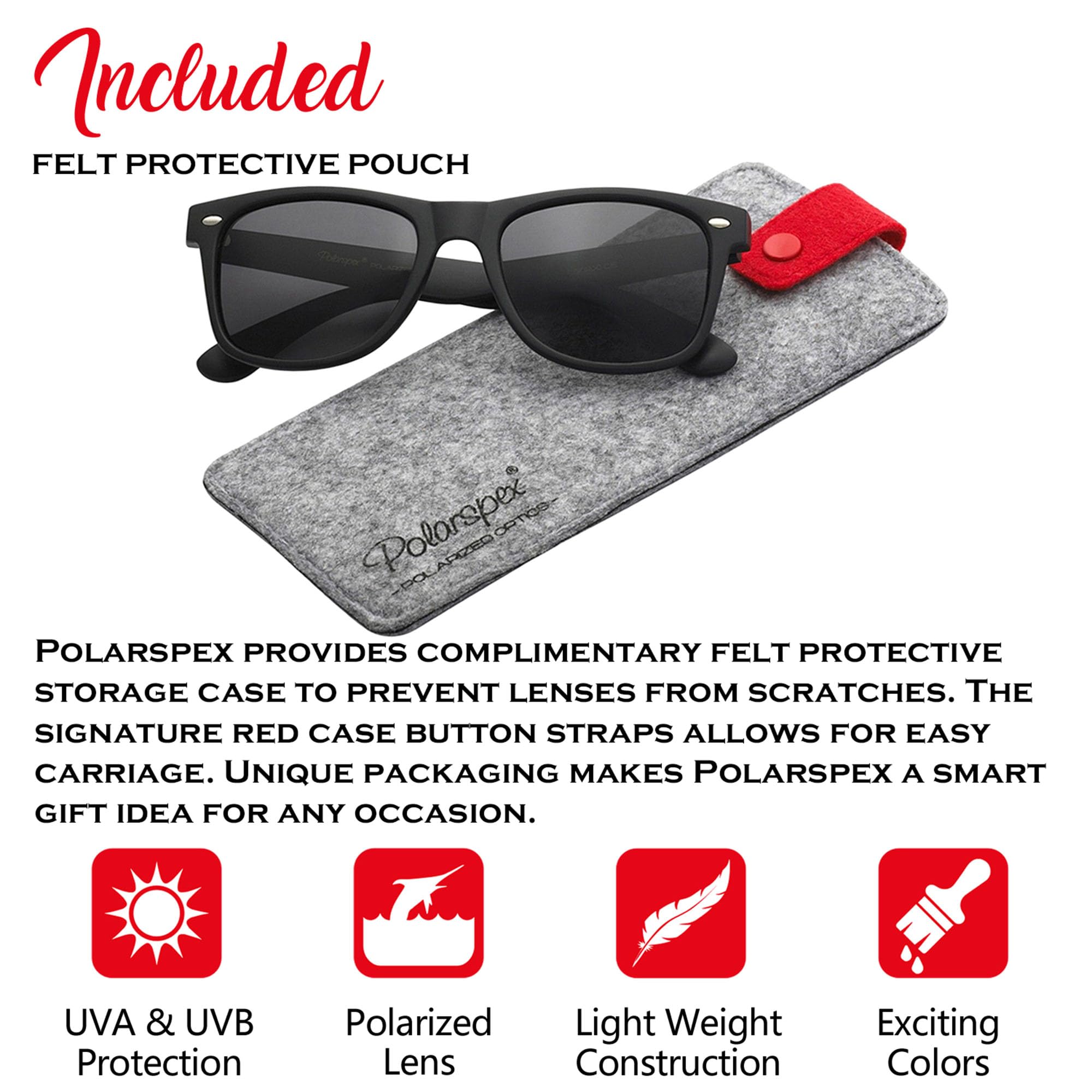 PolarSpex Polarized Sunglasses for Men and Women – UV Protection, Durable & Lightweight Retro Sunglasses for Driving, Fishing