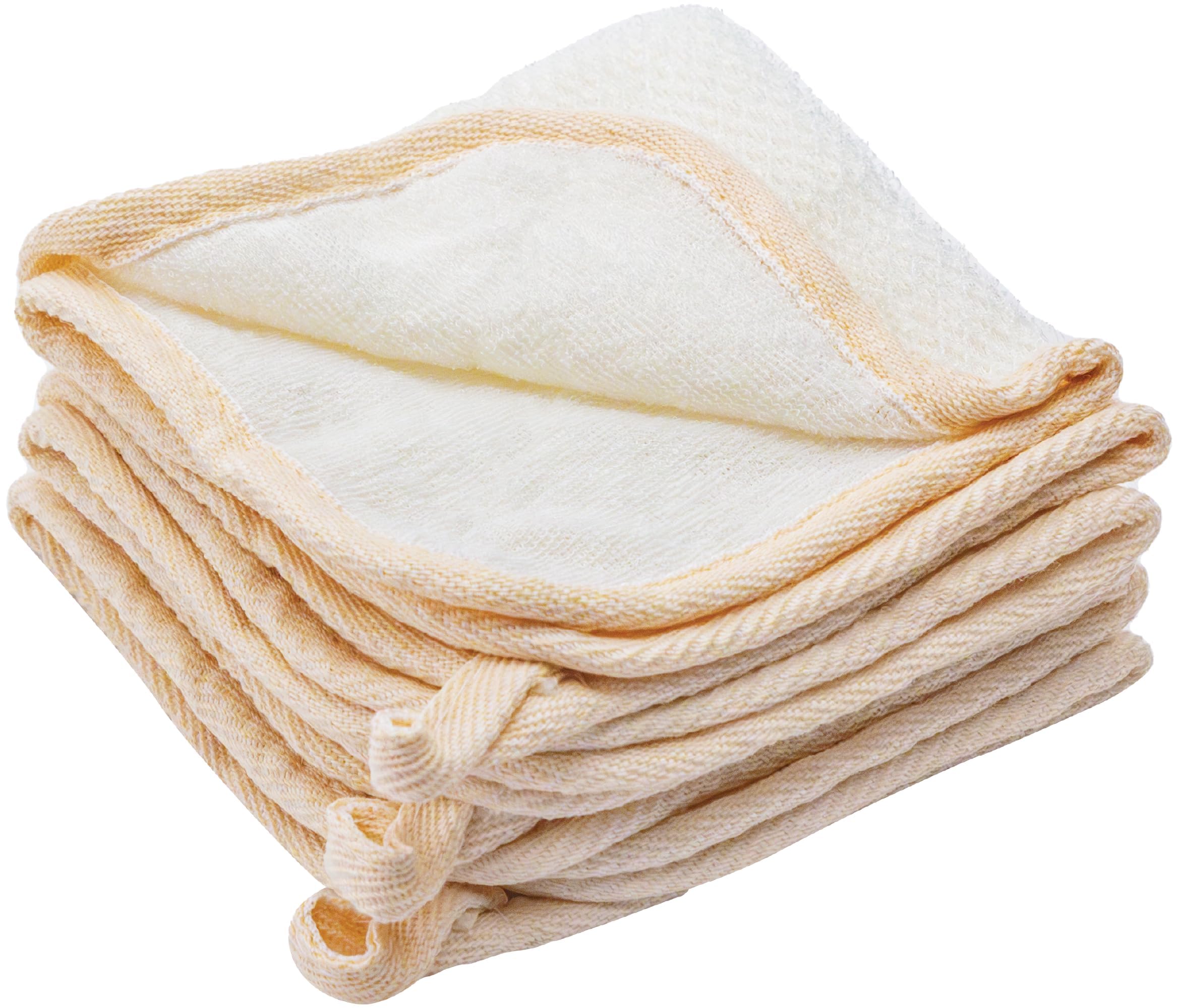 S&T INC. Exfoliating Washcloths, Dual Sided for Face and Body Scrub Towel, 9.9 Inch x 9.9 Inch, Cream, 3 Pack