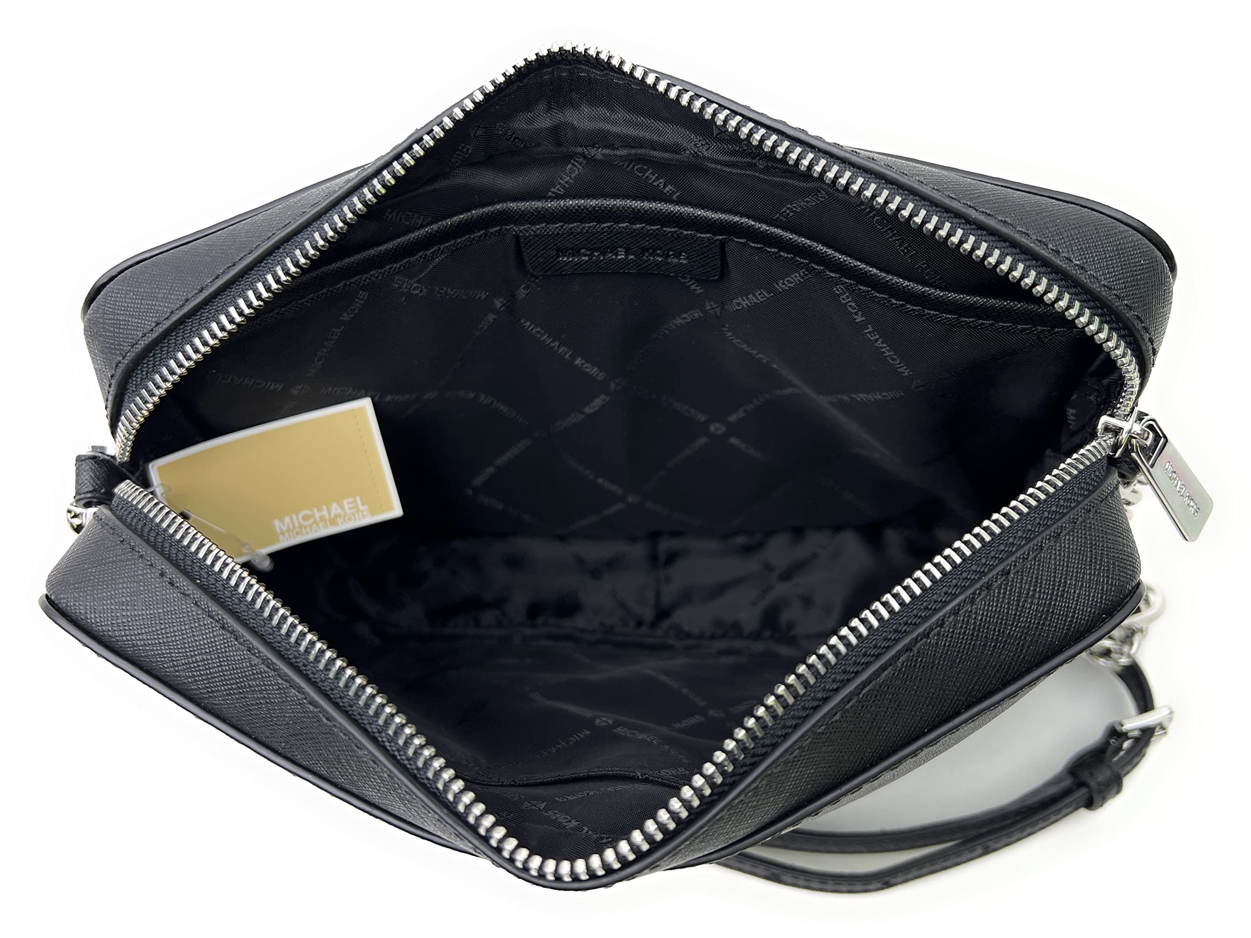 Michael Kors Women's Jet Set Item Crossbody Bag in Black with Silver hardware (Black/Silver)