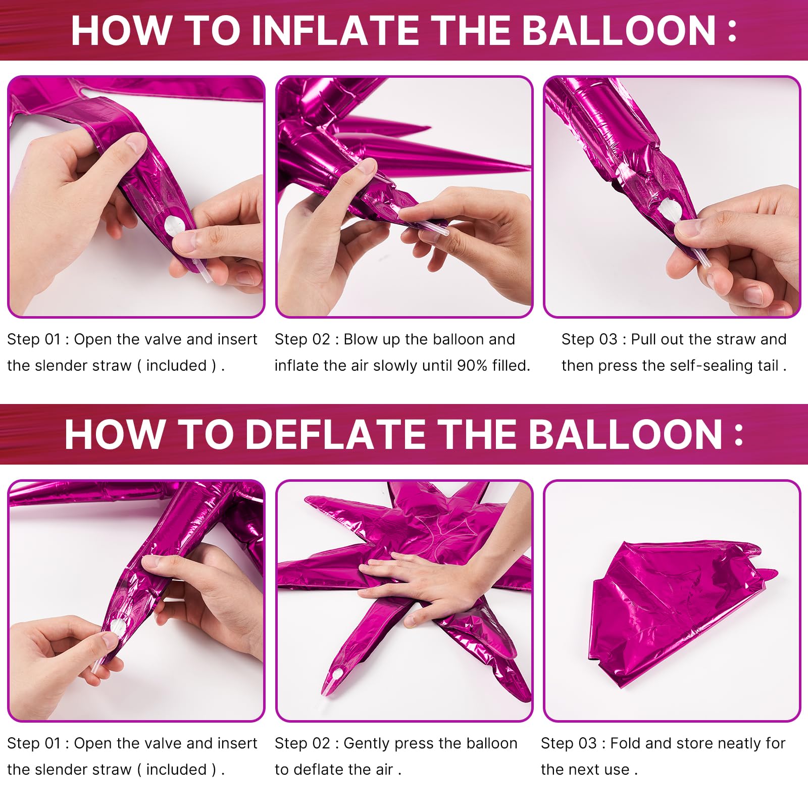 PartyWoo Metallic Pink Balloons 110pcs Different Sizes 18 12 10 5 Inch Pack 22 Inch Rose Pink Starburst Spike Star Foil Mylar Balloon Arch Kit for Birthday Wedding Party Decorations Pink-G114