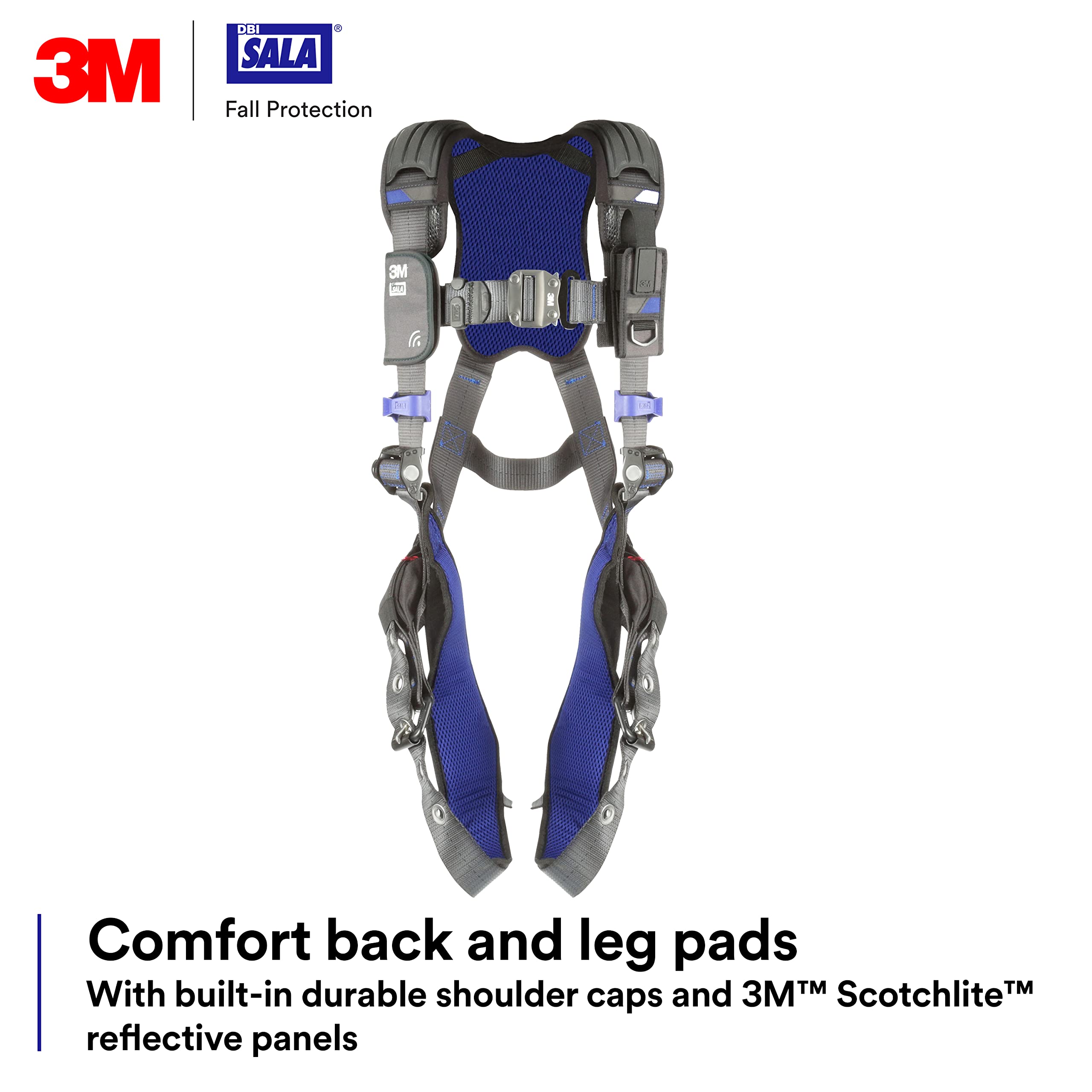 3M DBI-SALA ExoFit X300 Comfort Vest Safety Harness Fall Protection, General Industry, OSHA, ANSI, Tongue Buckle Leg Strap, Back D-Ring, Auto-Locking Quick-Connect Chest Buckle, 1140128, Medium