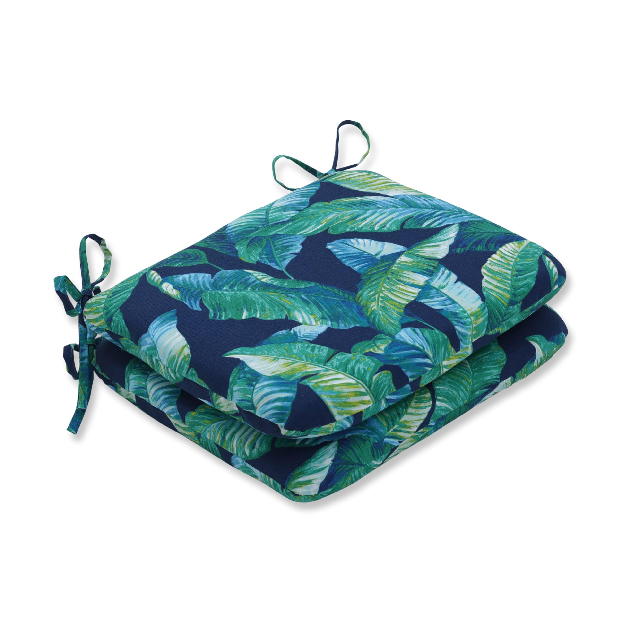 Pillow Perfect Outdoor/Indoor Hanalai Round Corner Seat Cushions, 15.5" x 18.5", Blue Hanalei Lagoon 2 Count