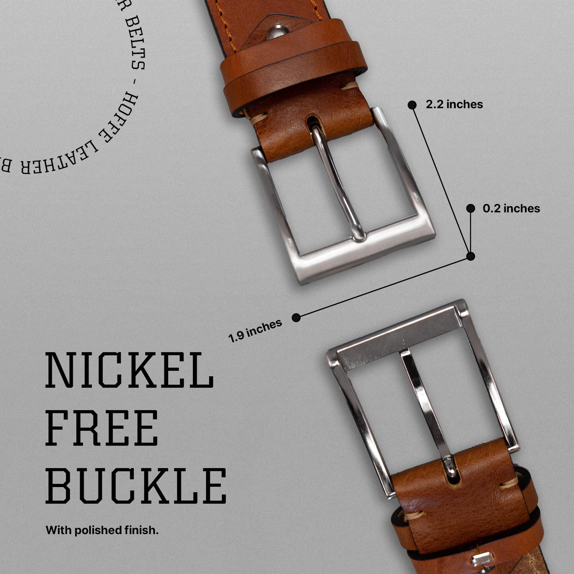HoffeBelts Men's Leather Belt - Handmade Belts for Men with Buckle, Full Grain Leather Belts, Casual Brown Travis XXL