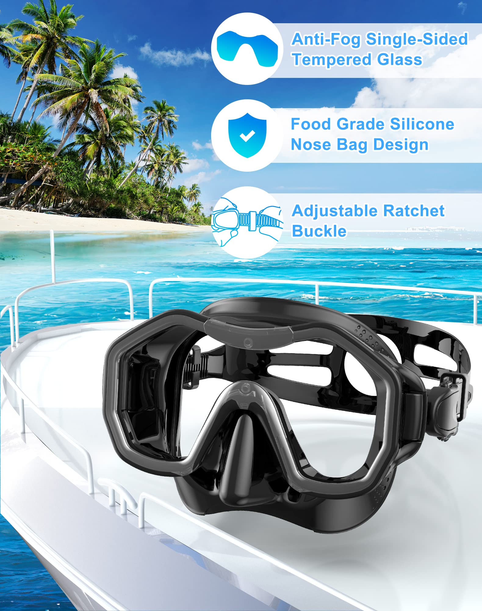 Snorkeling Gear for Adults, Kwambiri Dry-Top Snorkel Mask, 180°Panoramic Wide View Snorkel Mask Adult Snorkel Set for Snorkeling Scuba Diving Swimming Travel