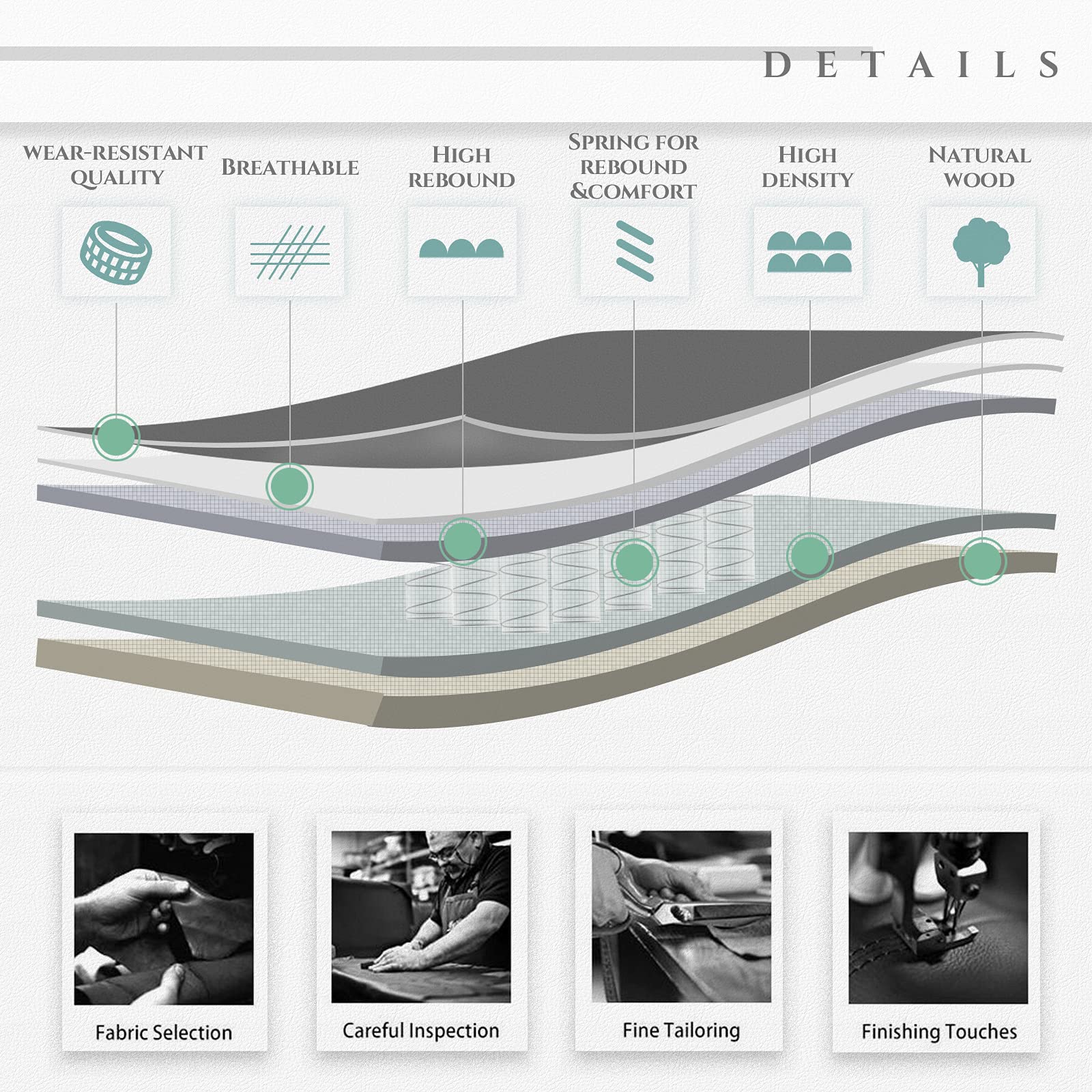 Big and Tall Office Chair with Footrest 350lbs, Thick Bonded Leather Home Office Computer Chair, High Back Executive Chair-Ergonomic Chair with Adjustable Height and Lumbar Support Pillow, Black